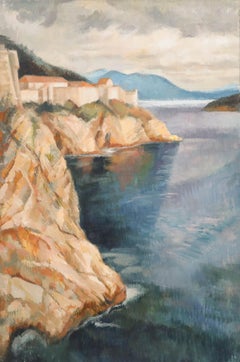 Óleo impresionista del siglo XX - Vista de Dubrovnik