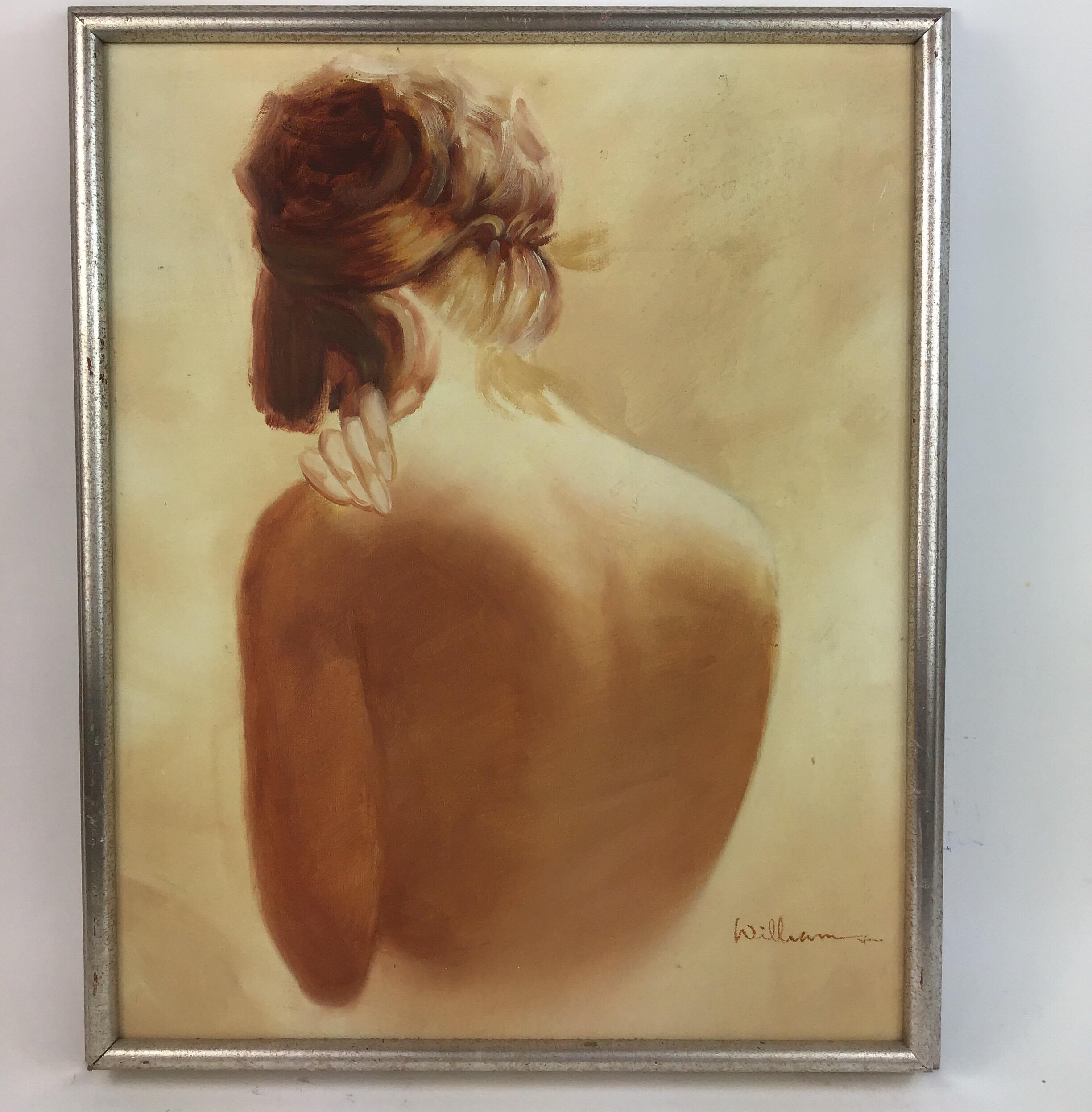 Pittura figurativa impressionista di nudo femminile 1960 - Painting di Unknown