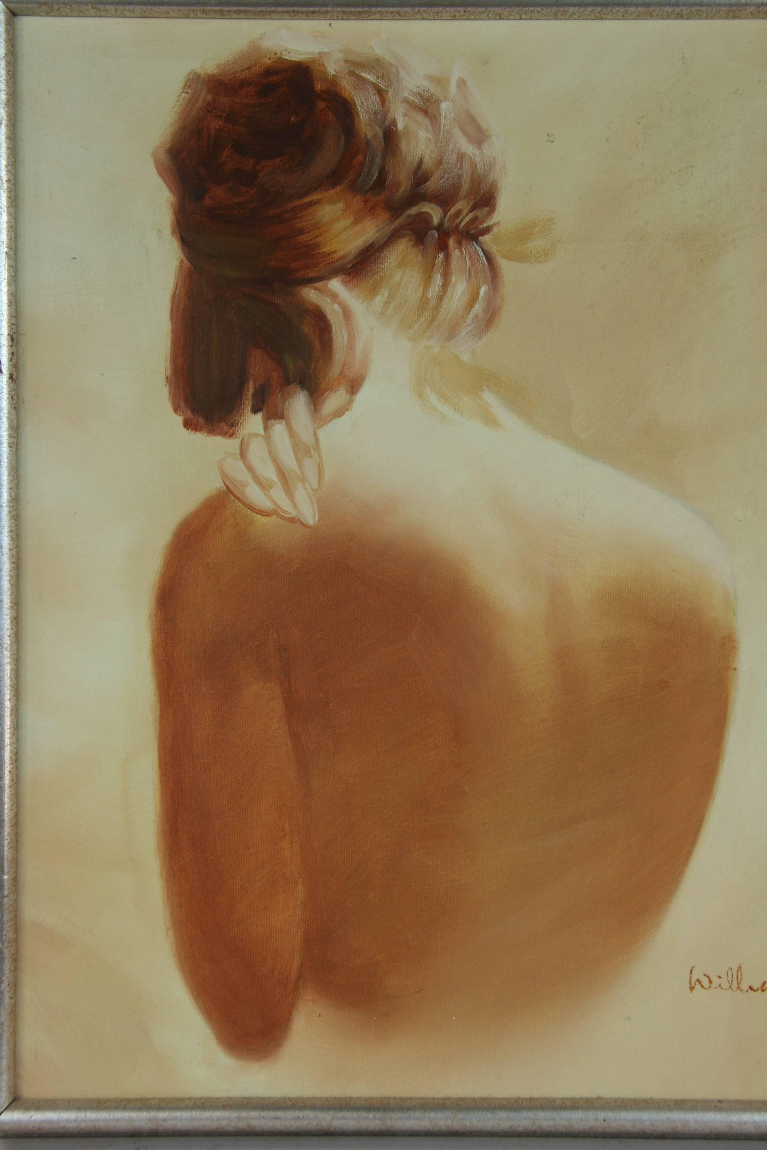Pittura figurativa impressionista di nudo femminile 1960 - Figurative Painting Marrone di Unknown