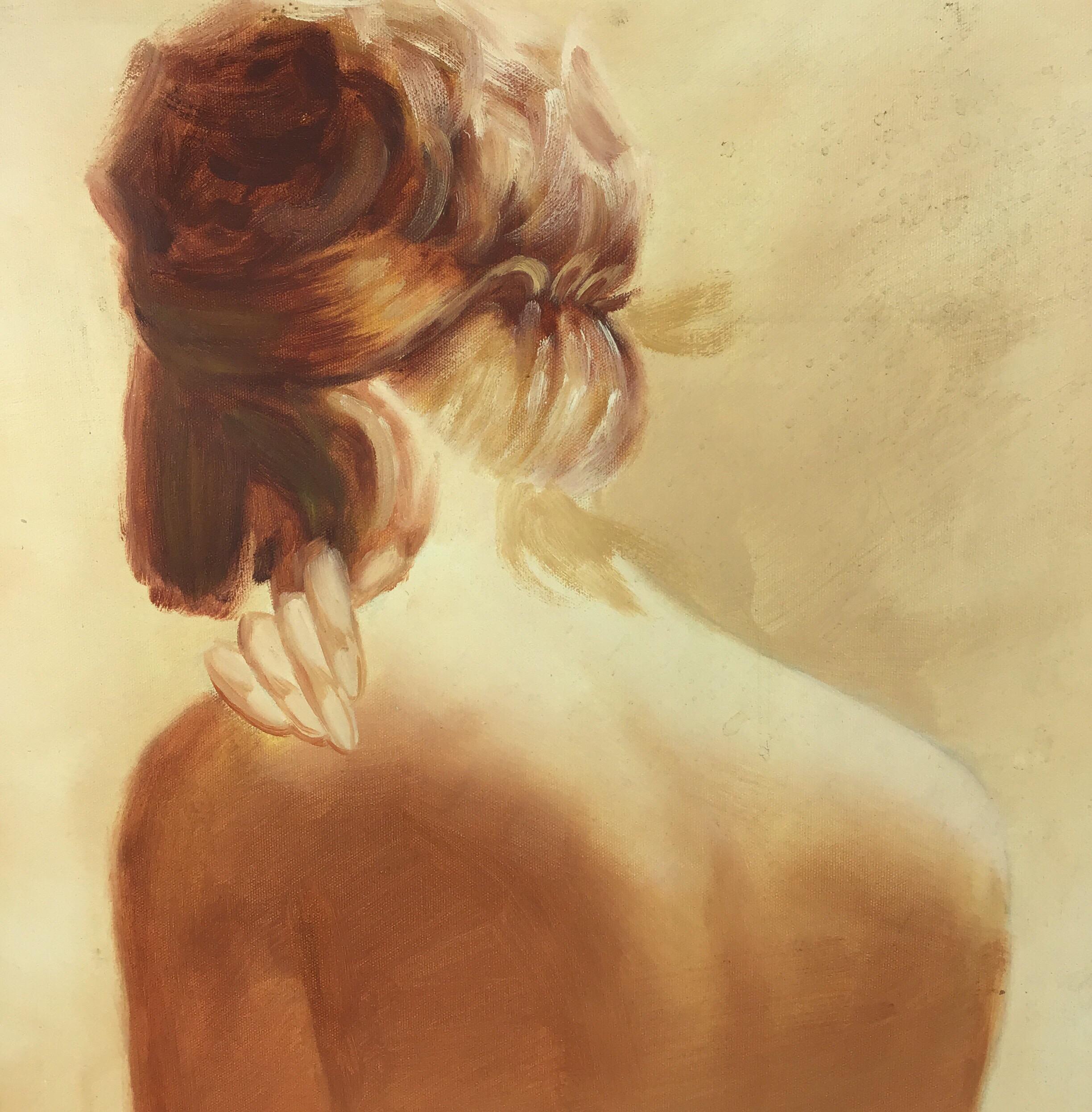 Pittura figurativa impressionista di nudo femminile 1960 1