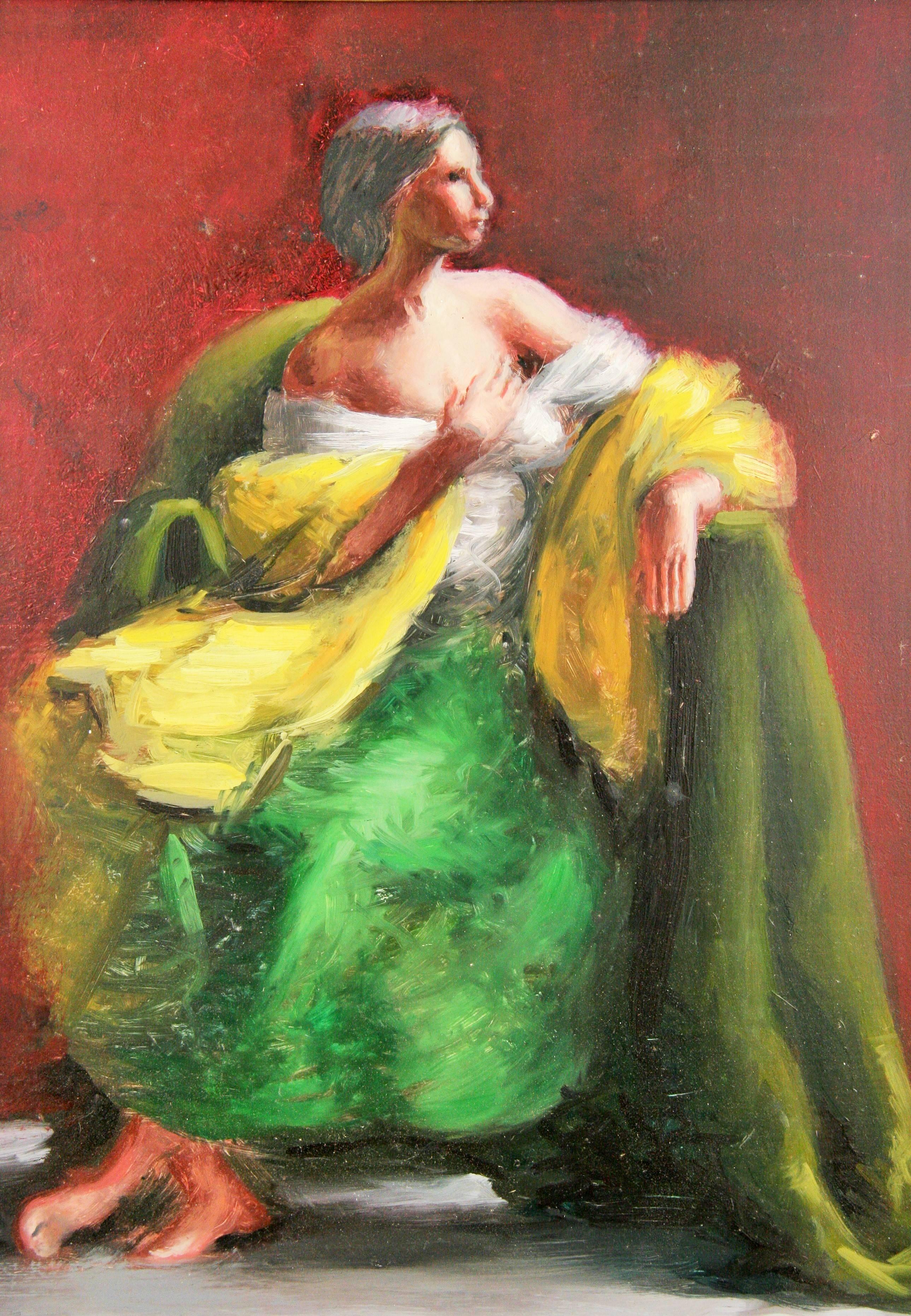 Impressionist Figurative painting of a French Noble Woman - Painting by Unknown