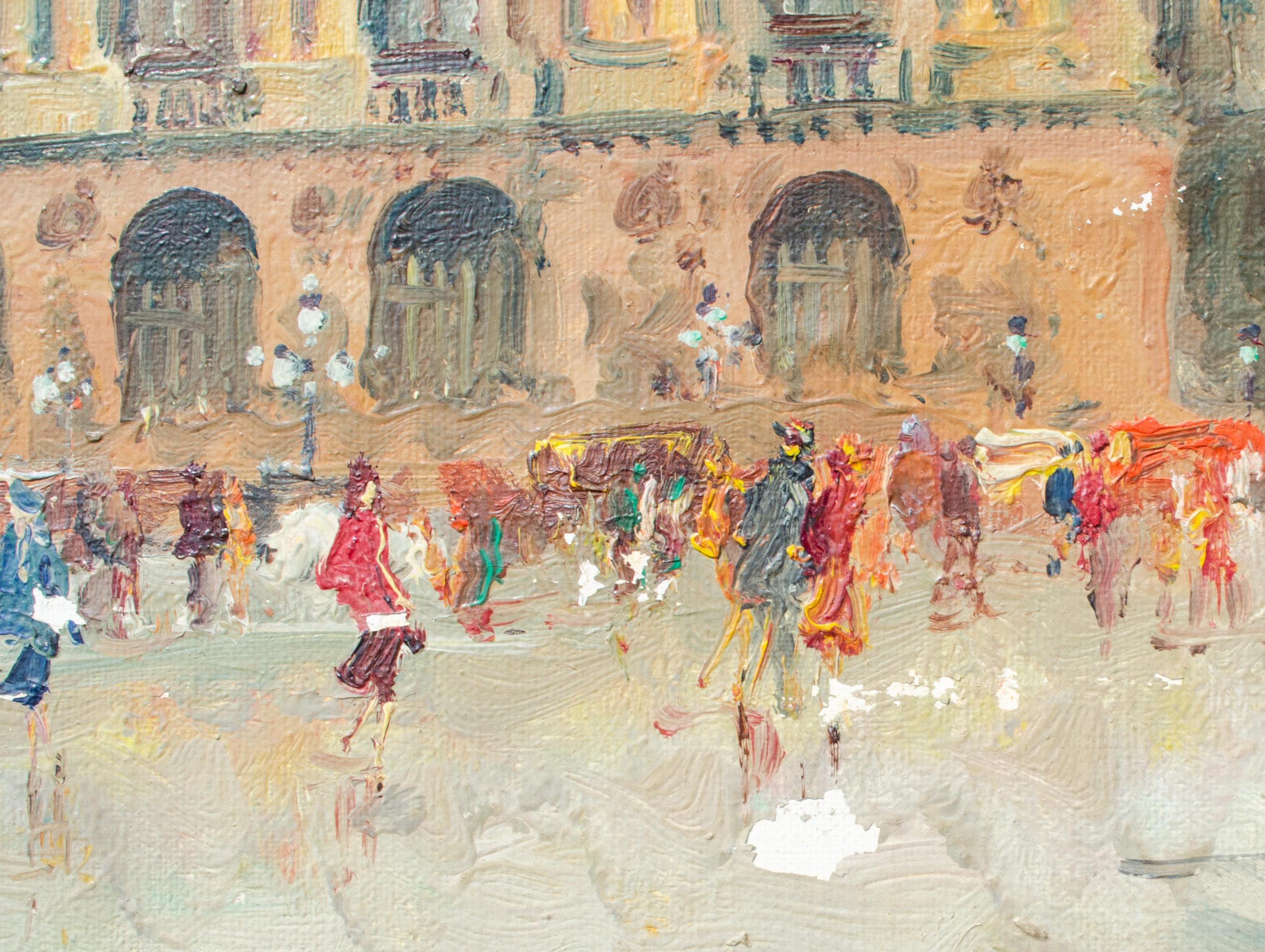 Impressionist French Plaza by Parisian School Artist  For Sale 1