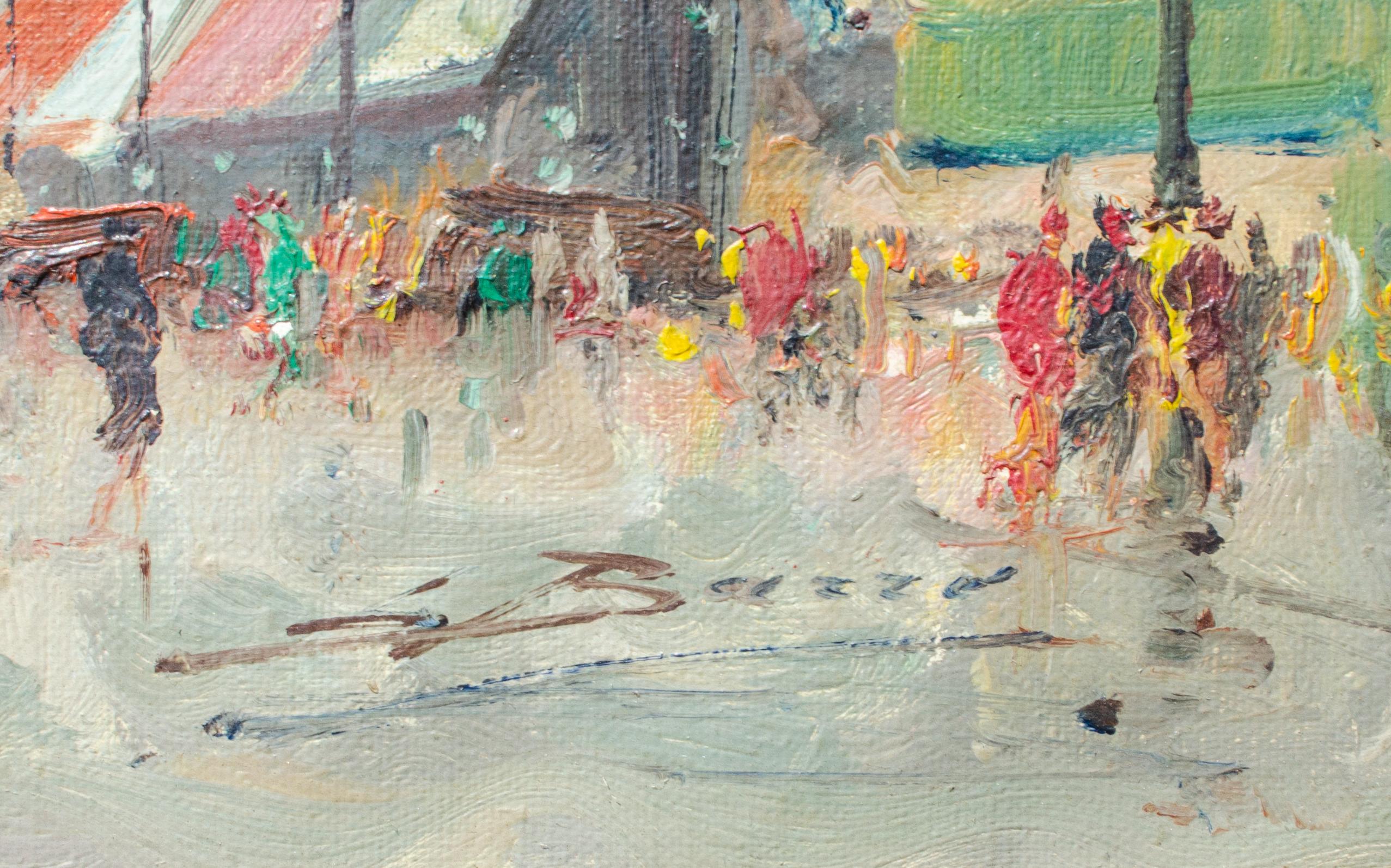Impressionist French Plaza by Parisian School Artist  For Sale 2