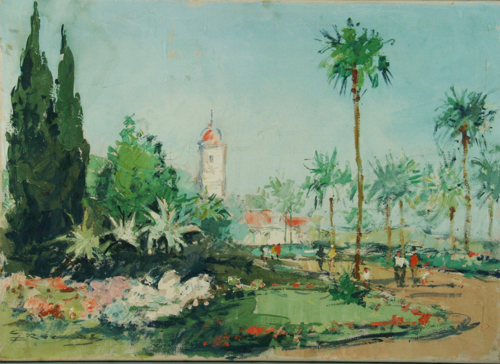 Impressionist Italian Landscape Arco Trentino 1960 - Painting by Unknown
