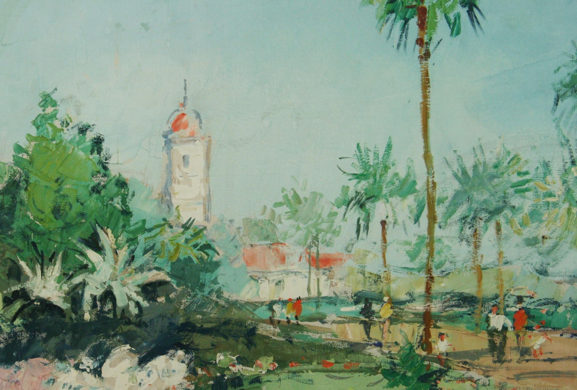 Paesaggio impressionista italiano Arco Trentino 1960 in vendita 1