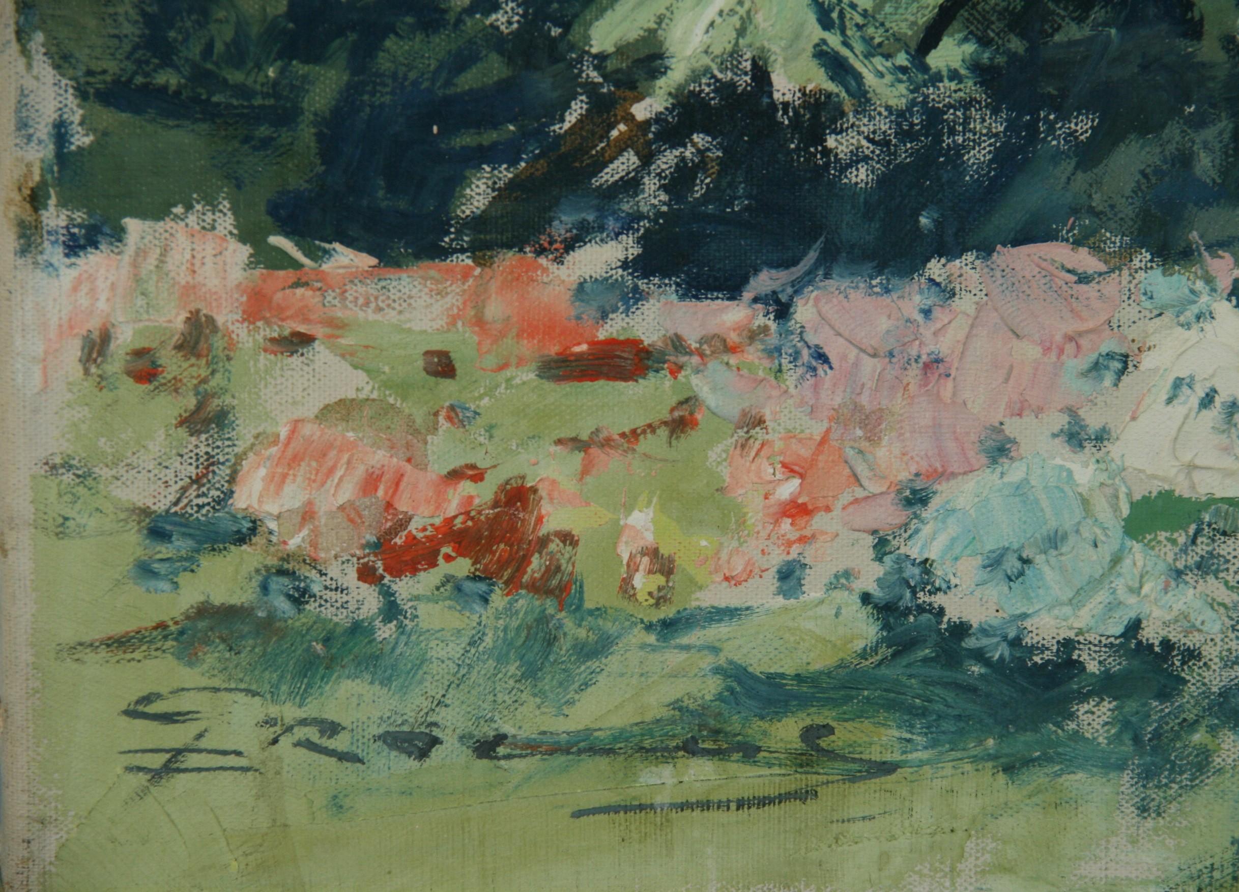Paesaggio impressionista italiano Arco Trentino 1960 in vendita 2