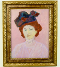 Impressionist Lady  with Blue Hat  Portrait 