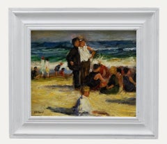 Impressionist Mid 20th Century Oil - A Day at Beach