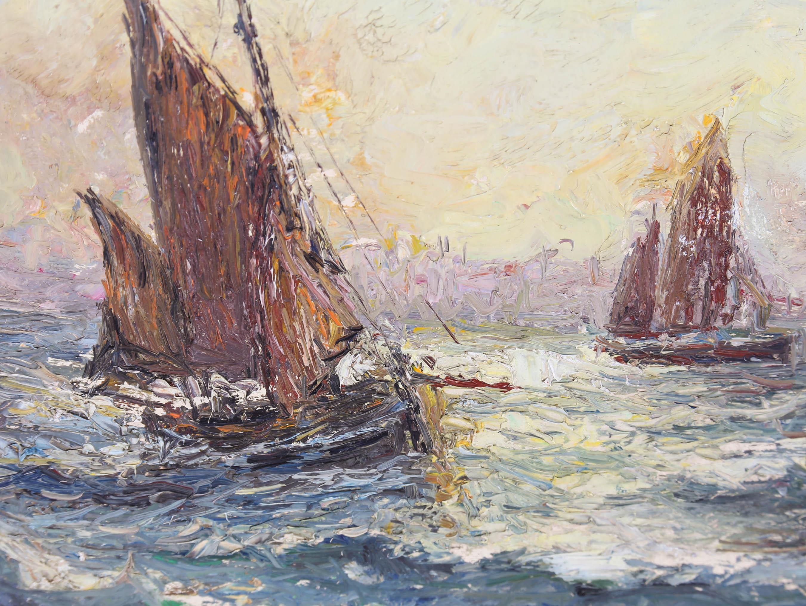 Olio impressionista della metà del XX secolo - Vento nelle vele 2