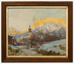 Impressionist Mid 20th Century Oil - Winter Light, Austria
