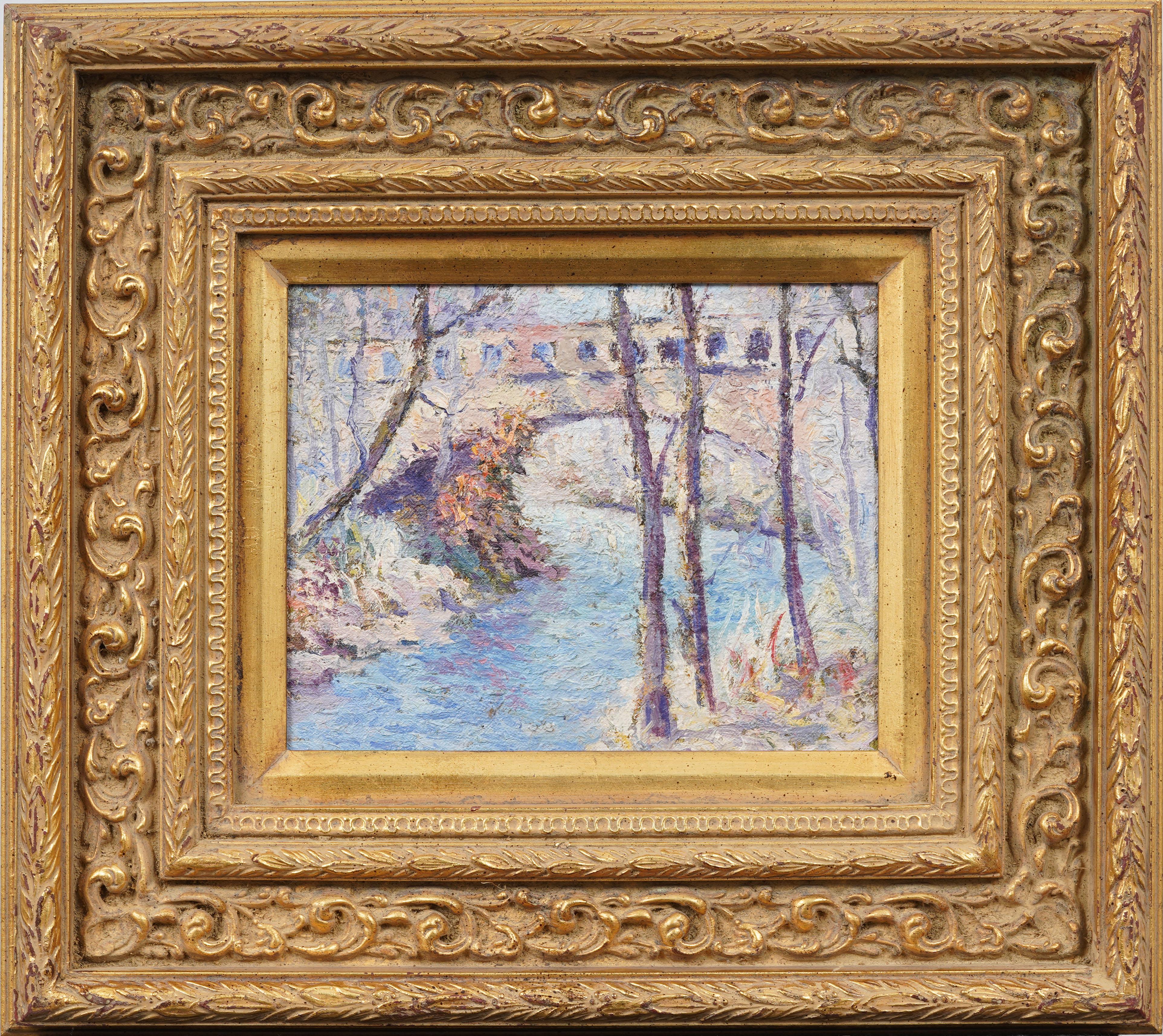 Unknown Interior Painting - Impressionist New Hope Bucks County Framed Landscape Original Oil Painting
