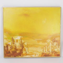 Pittura ad olio impressionista di un tempio dell'Egeo