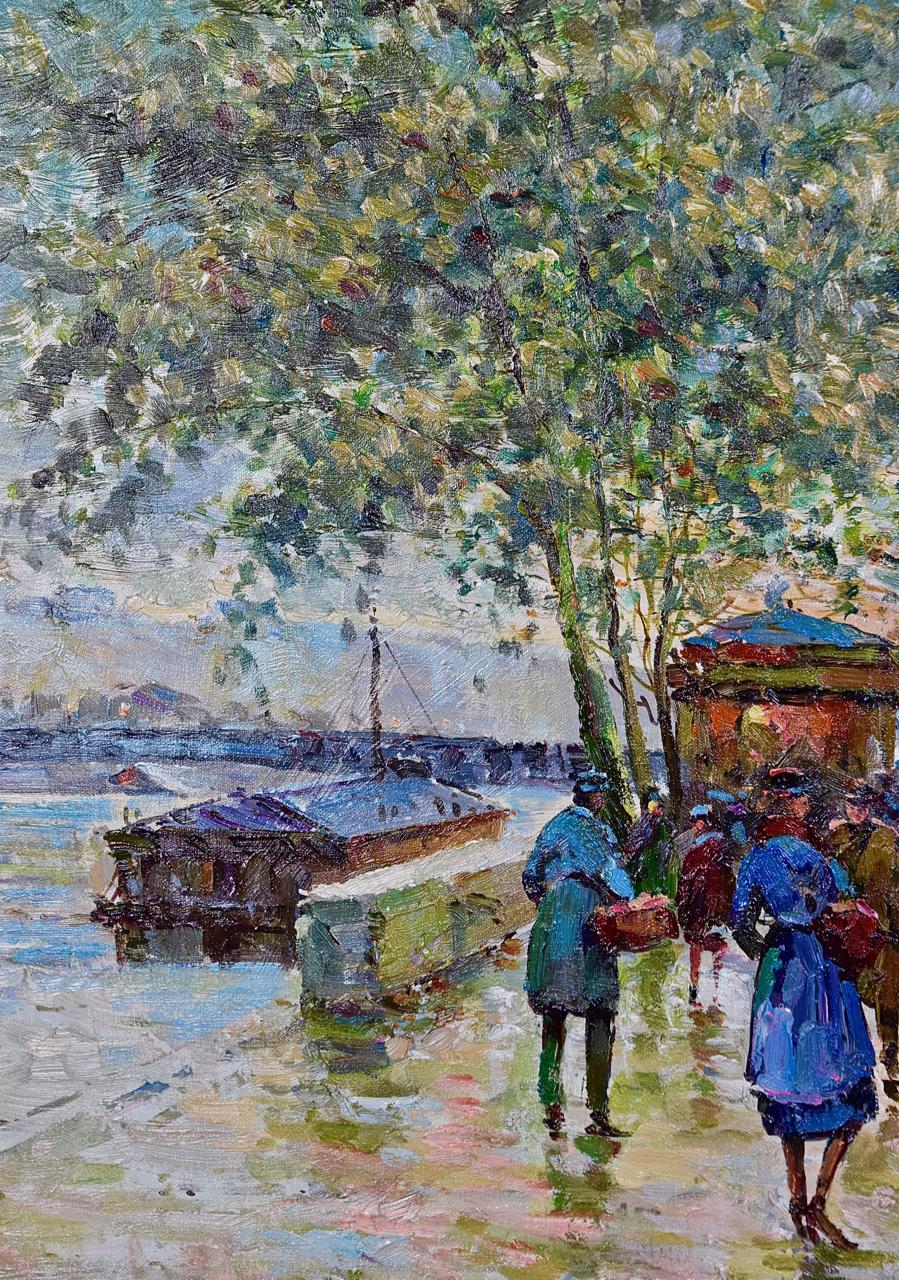 Impressionist Oil Painting of Paris, France in the Manner of Blanchard & Cortes 1