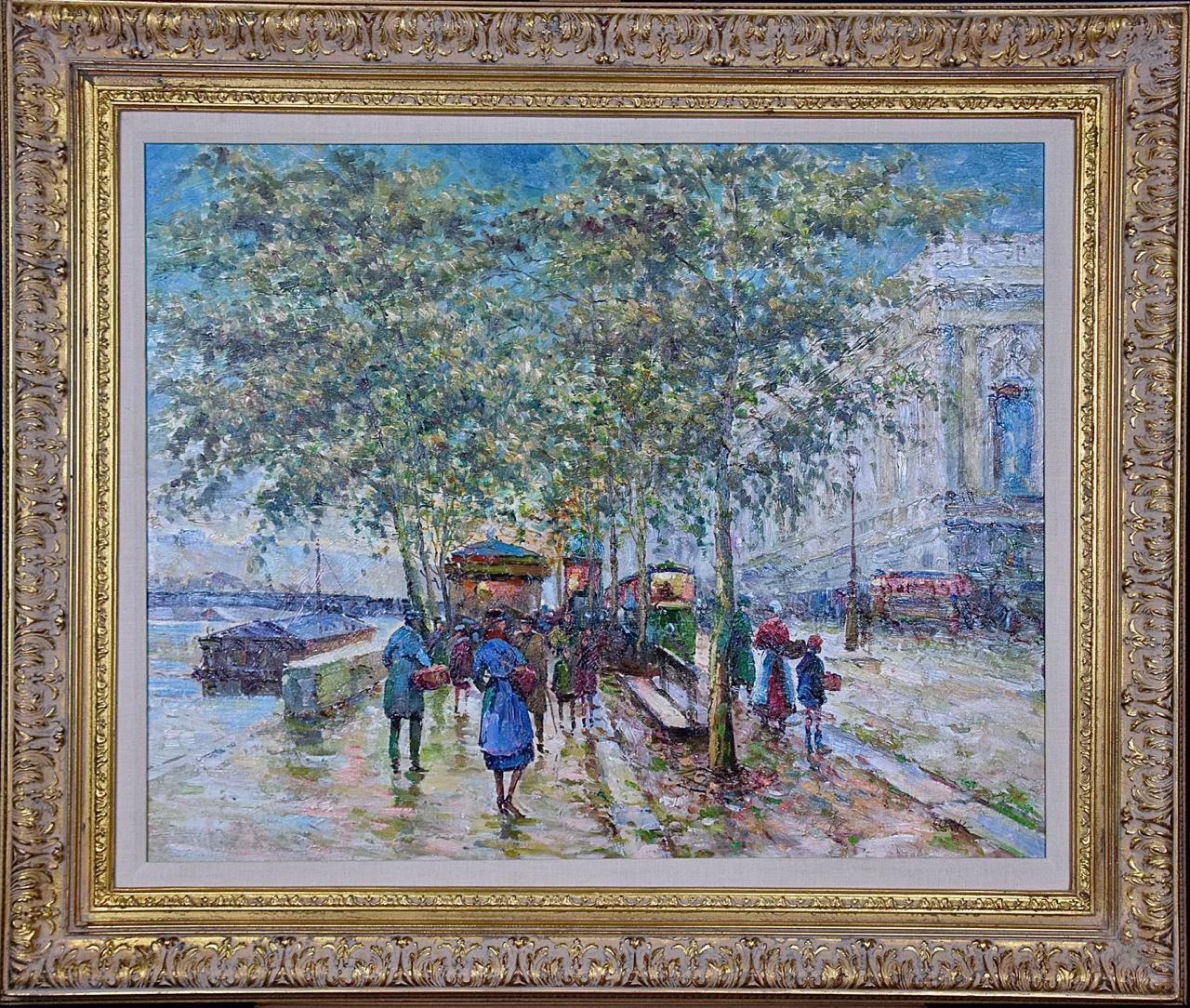 Unknown Landscape Painting - Impressionist Oil Painting of Paris, France in the Manner of Blanchard & Cortes