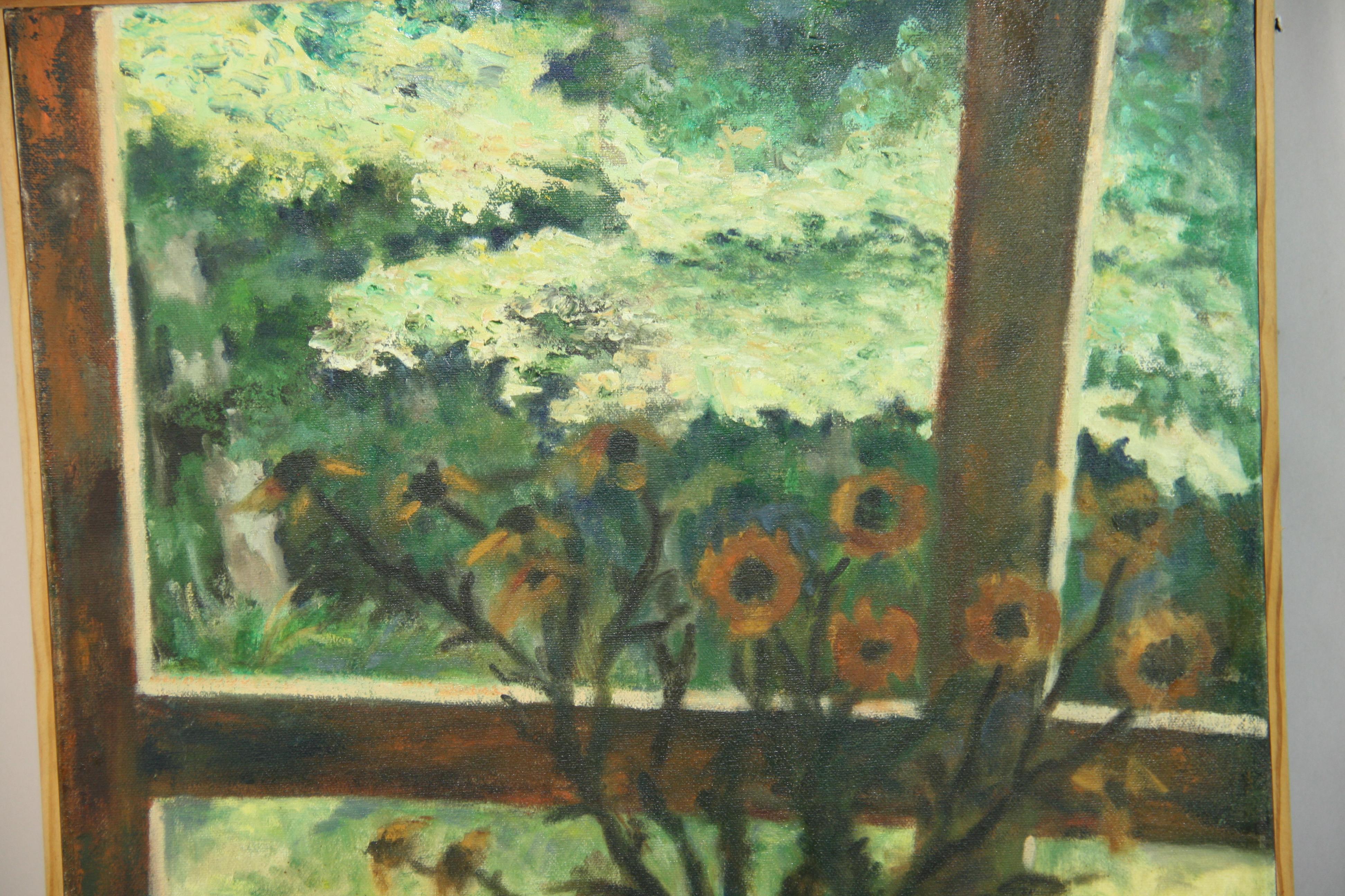 Peinture à l'huile impressionniste vue duarche arrière en vente 1