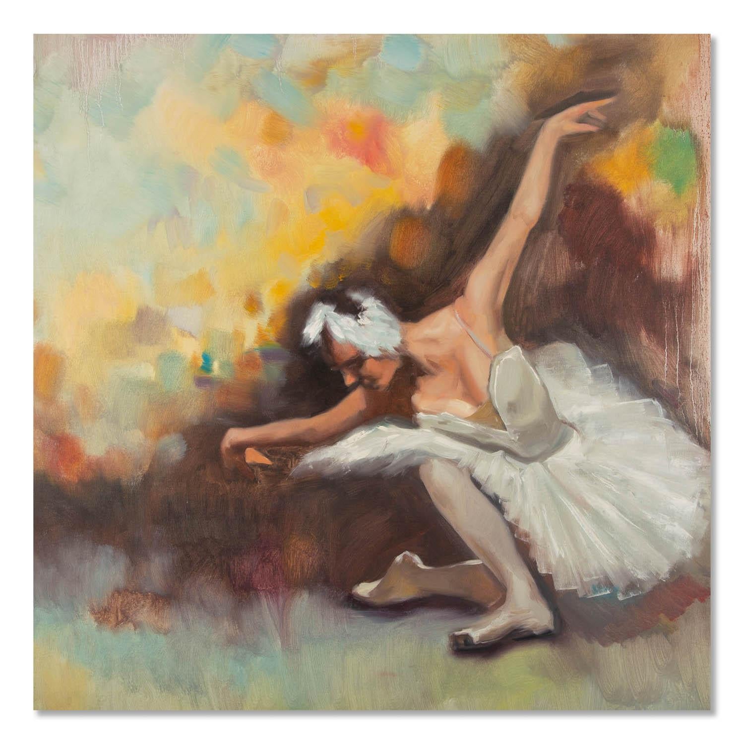 Unknown Figurative Painting - Impressionist Original Oil On Canvas "Ballerina"