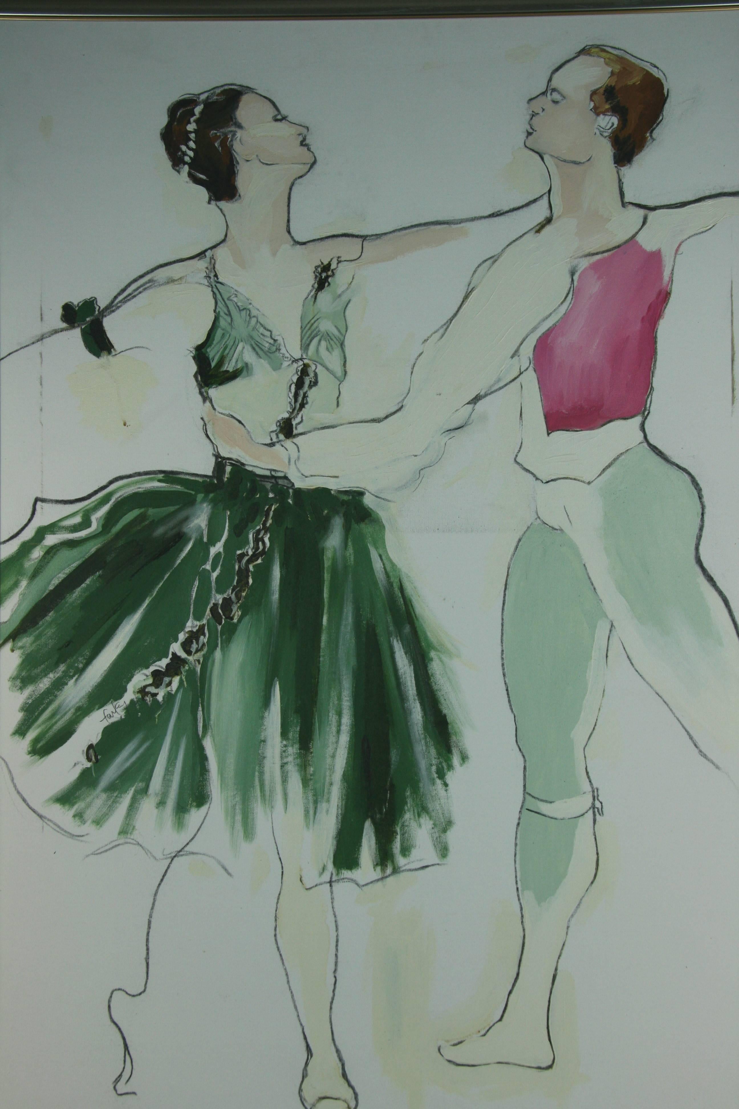  Taille surdimensionnée impressionniste moderne  Peinture de ballet - Impressionnisme Painting par Unknown