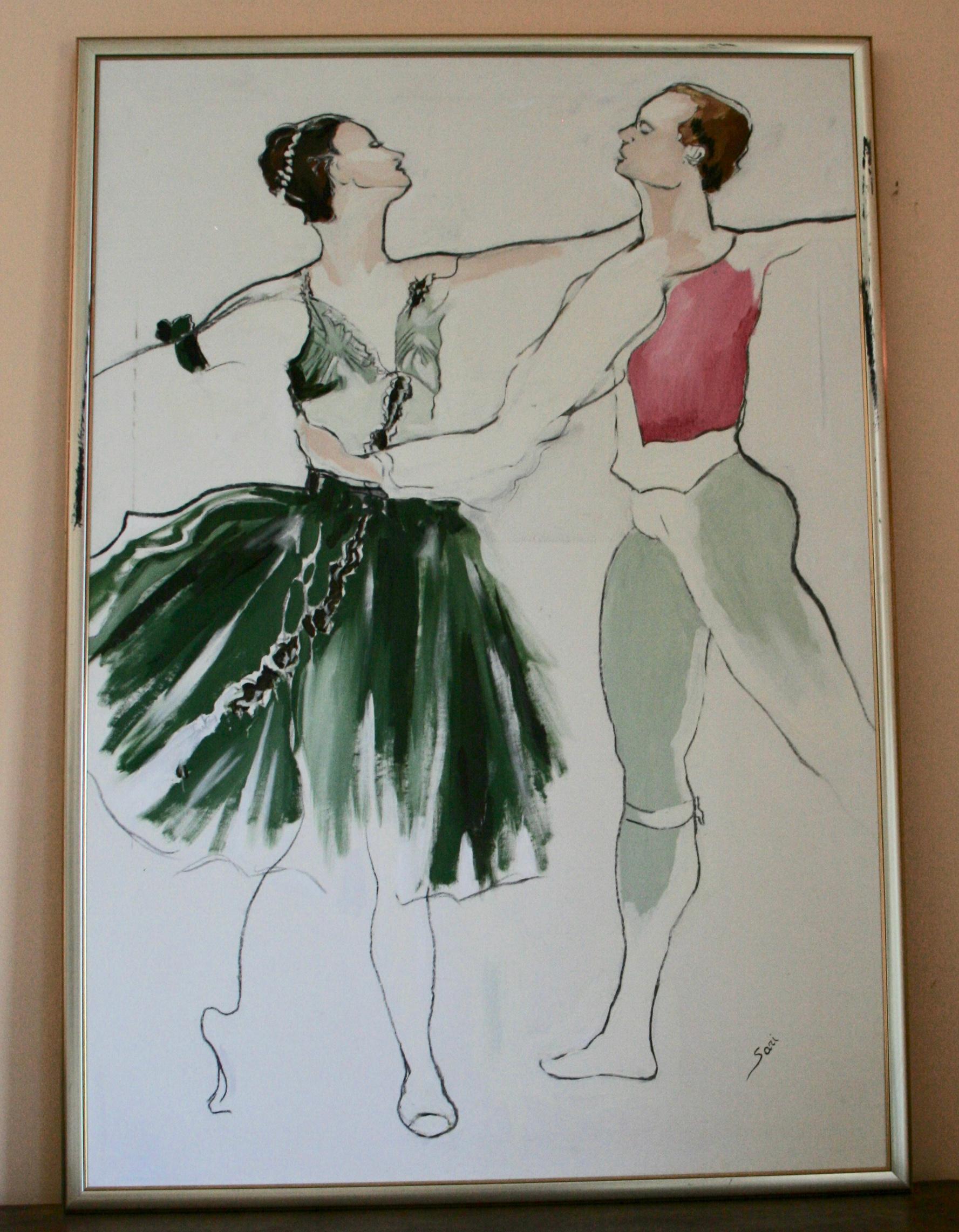  Taille surdimensionnée impressionniste moderne  Peinture de ballet en vente 4