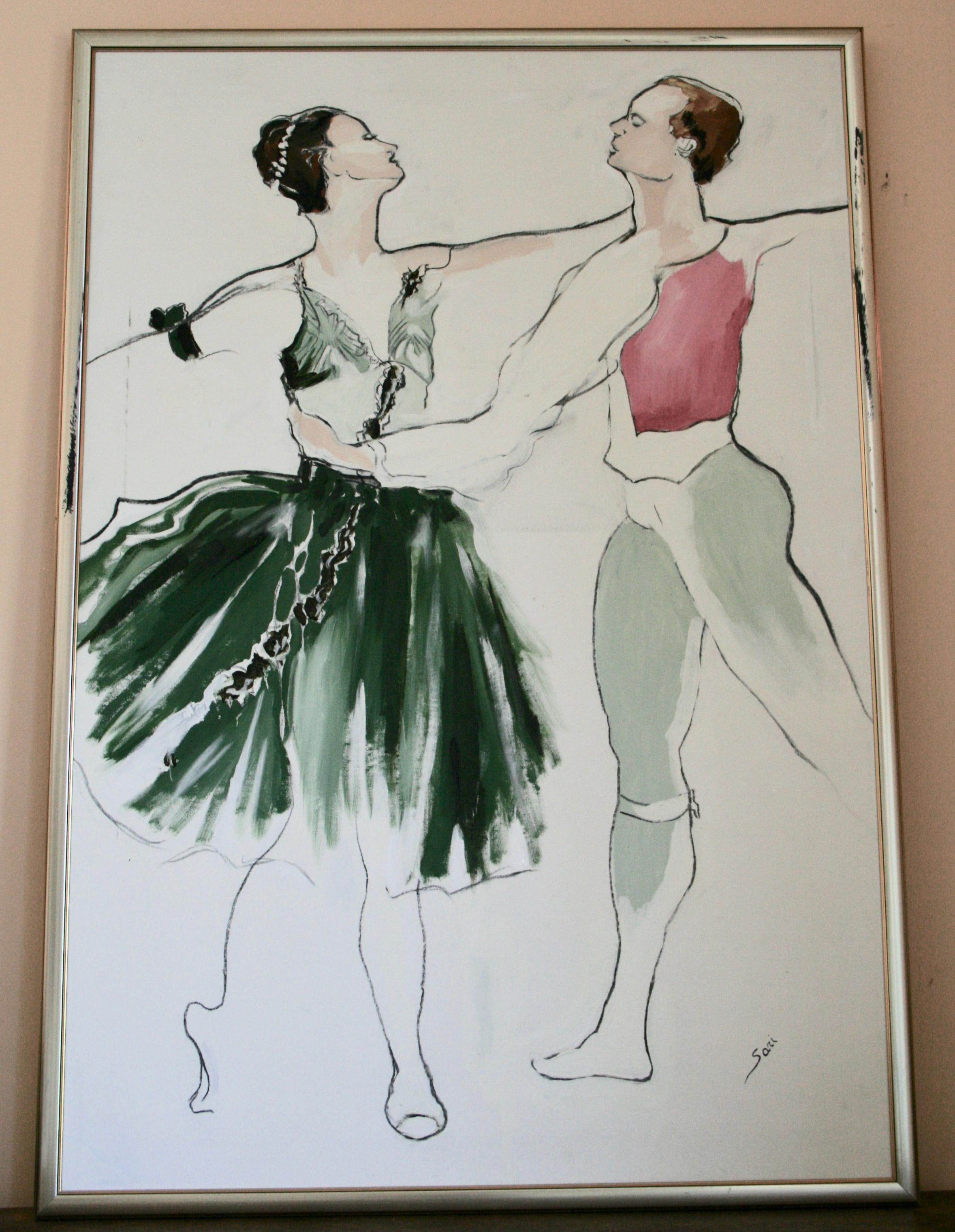 Unknown Figurative Painting -  Modern Impressionist Over sized  Ballet Painting