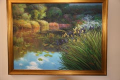 Impressionist Oversized Lilli Pond Landscape Oil Painting