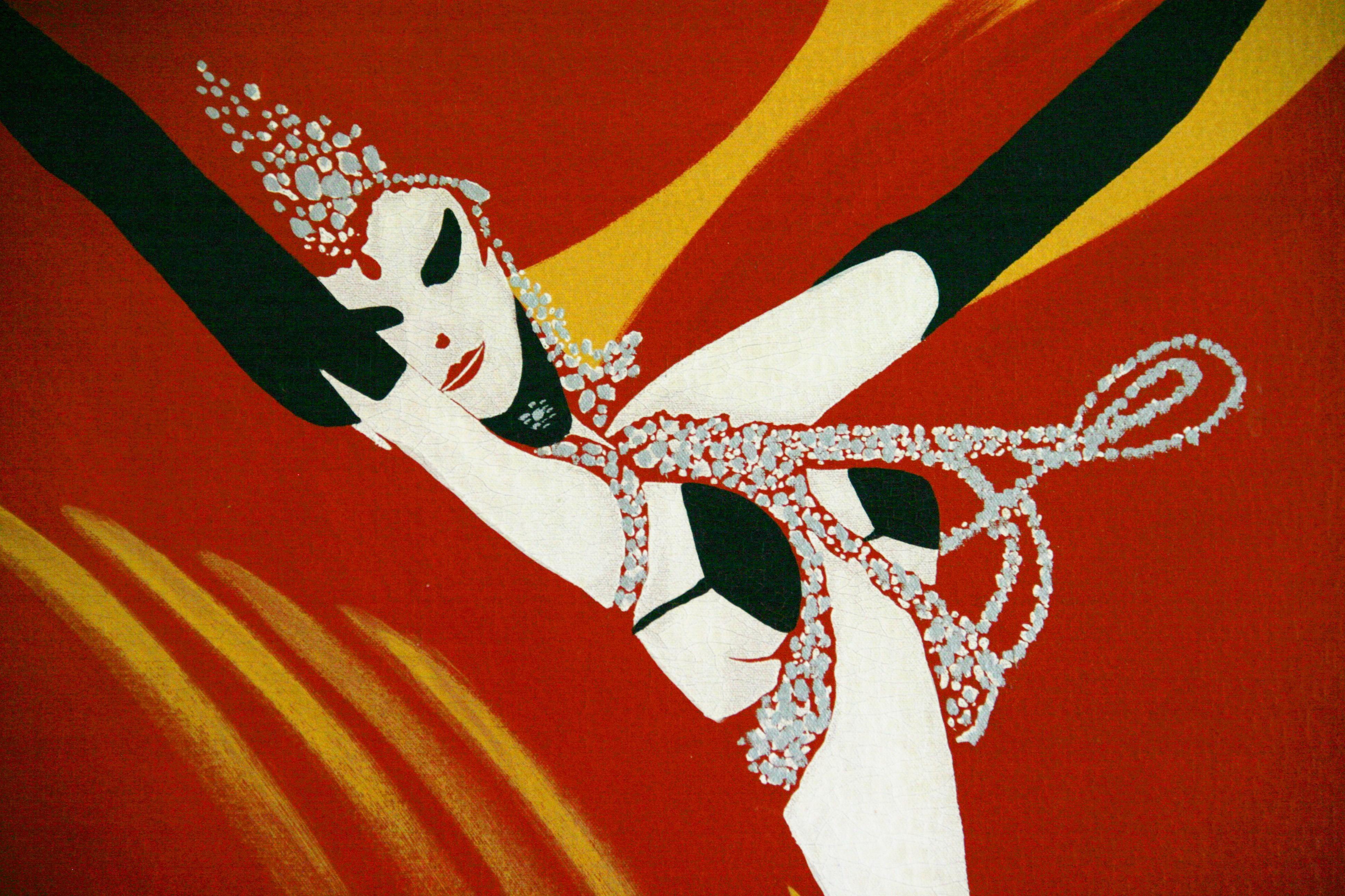 Olio impressionista di grandi dimensioni su tela Corus Girl at the  Moulin Rouge 3