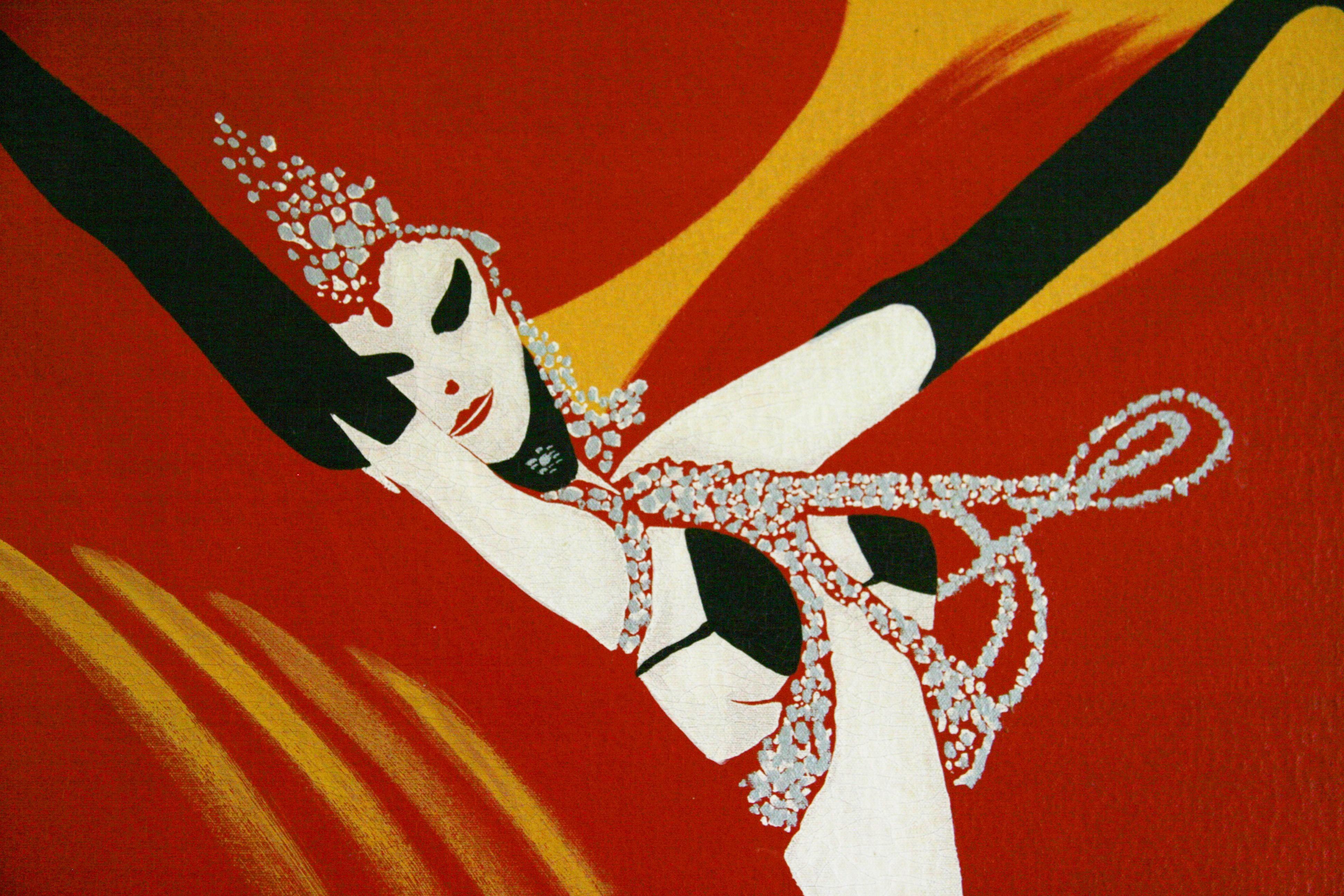 Olio impressionista di grandi dimensioni su tela Corus Girl at the  Moulin Rouge 5
