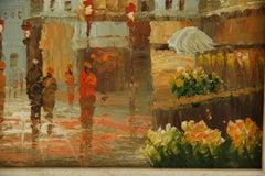 Impressionist Paris Flower Market Figurative Landscape Oil Painting