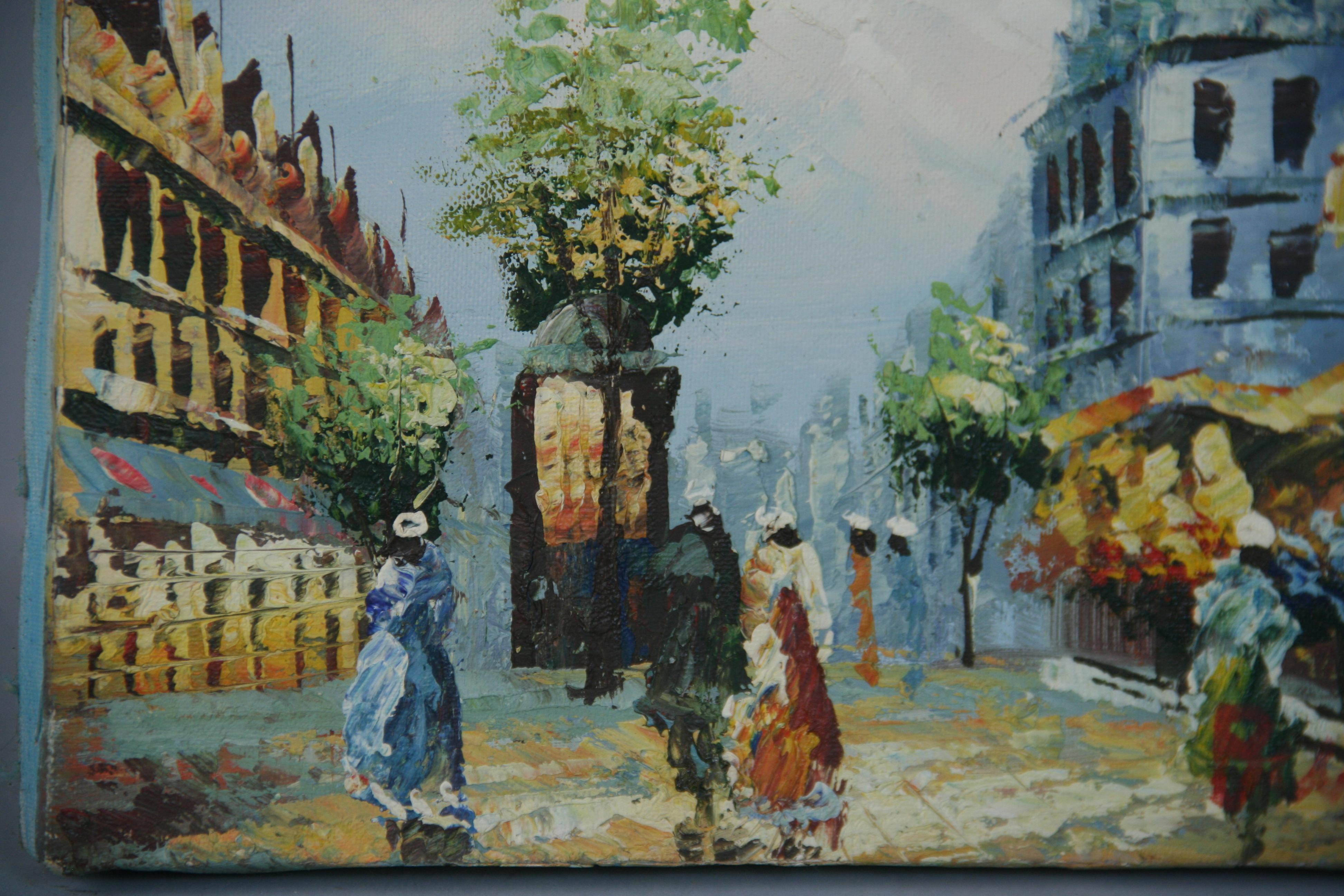 Impressionist Paris Promenade Landscape - Painting by Unknown