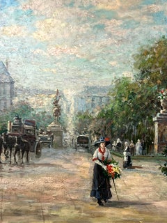 Impressionist Paris Street Scene, Tuileries Garden in Silver Frame, Signed