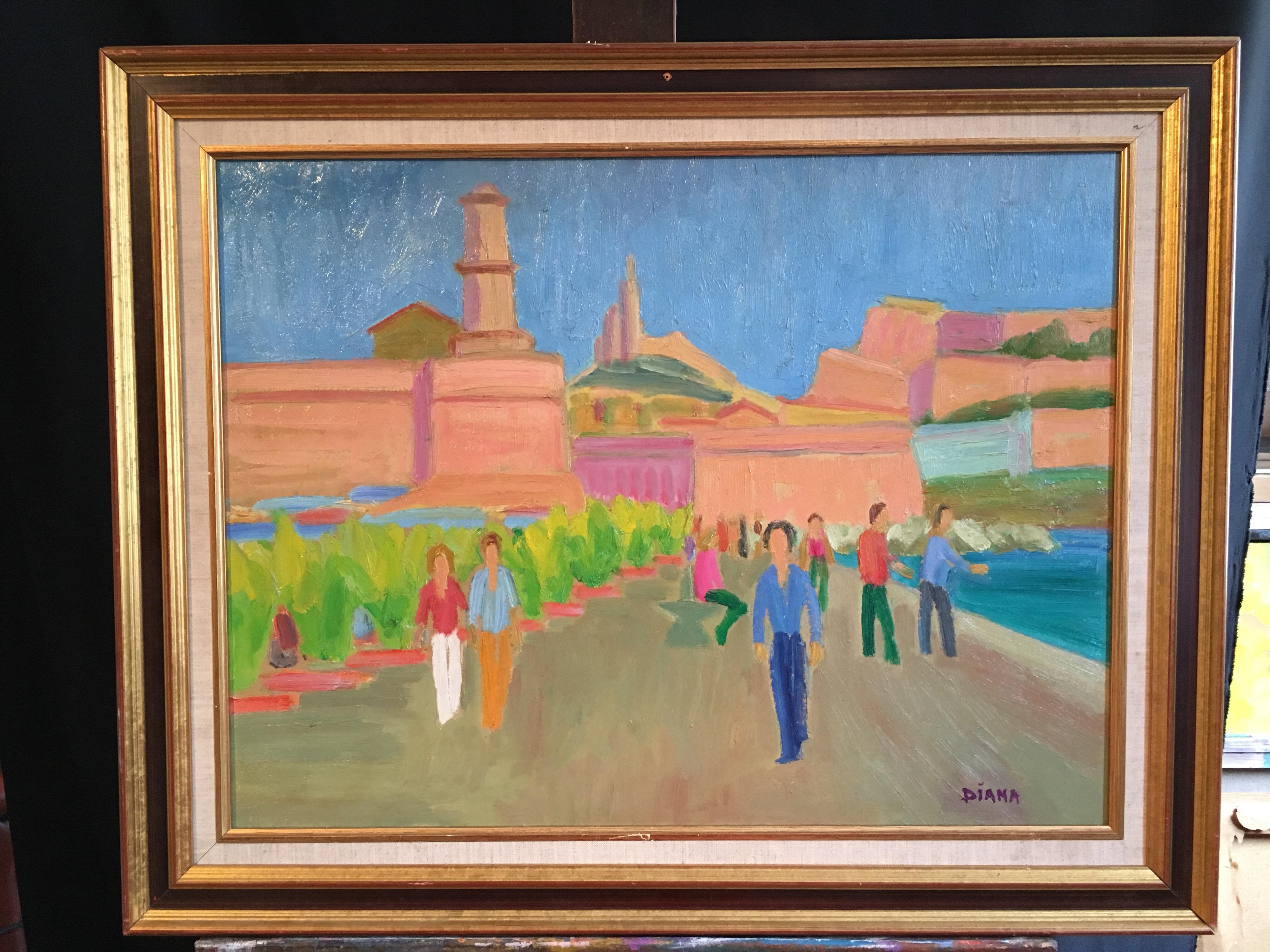Impressionist Scene of a Cityscape, Signed Oil Painting
French School, signed 'Diana', 20th century
Signed by the artist on the lower right hand corner
Oil painting on board, framed
Framed size: 25 x 31 inches

Striking scene of a city landscape.