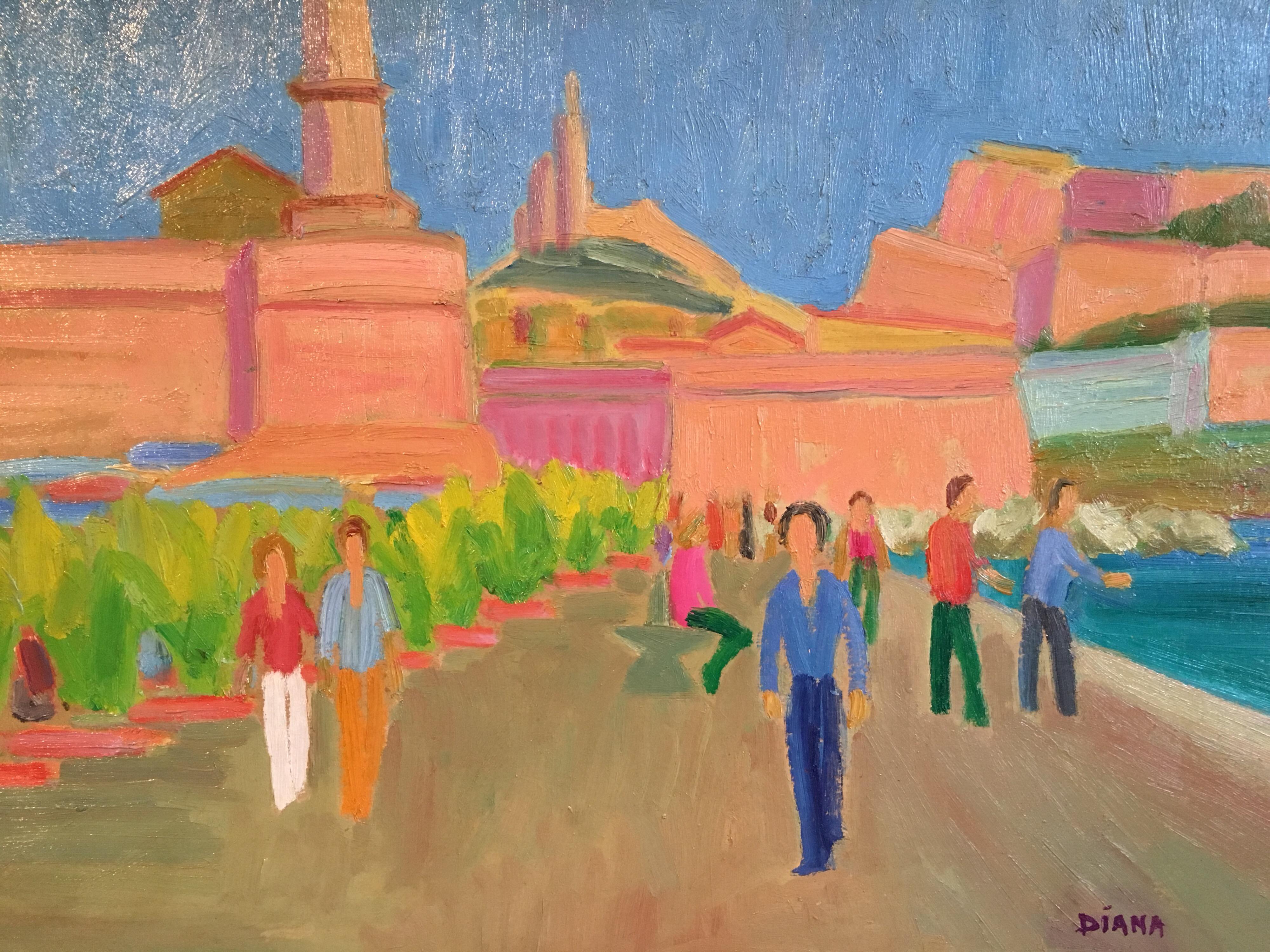 Impressionist Scene of a Cityscape, Signed Oil Painting
