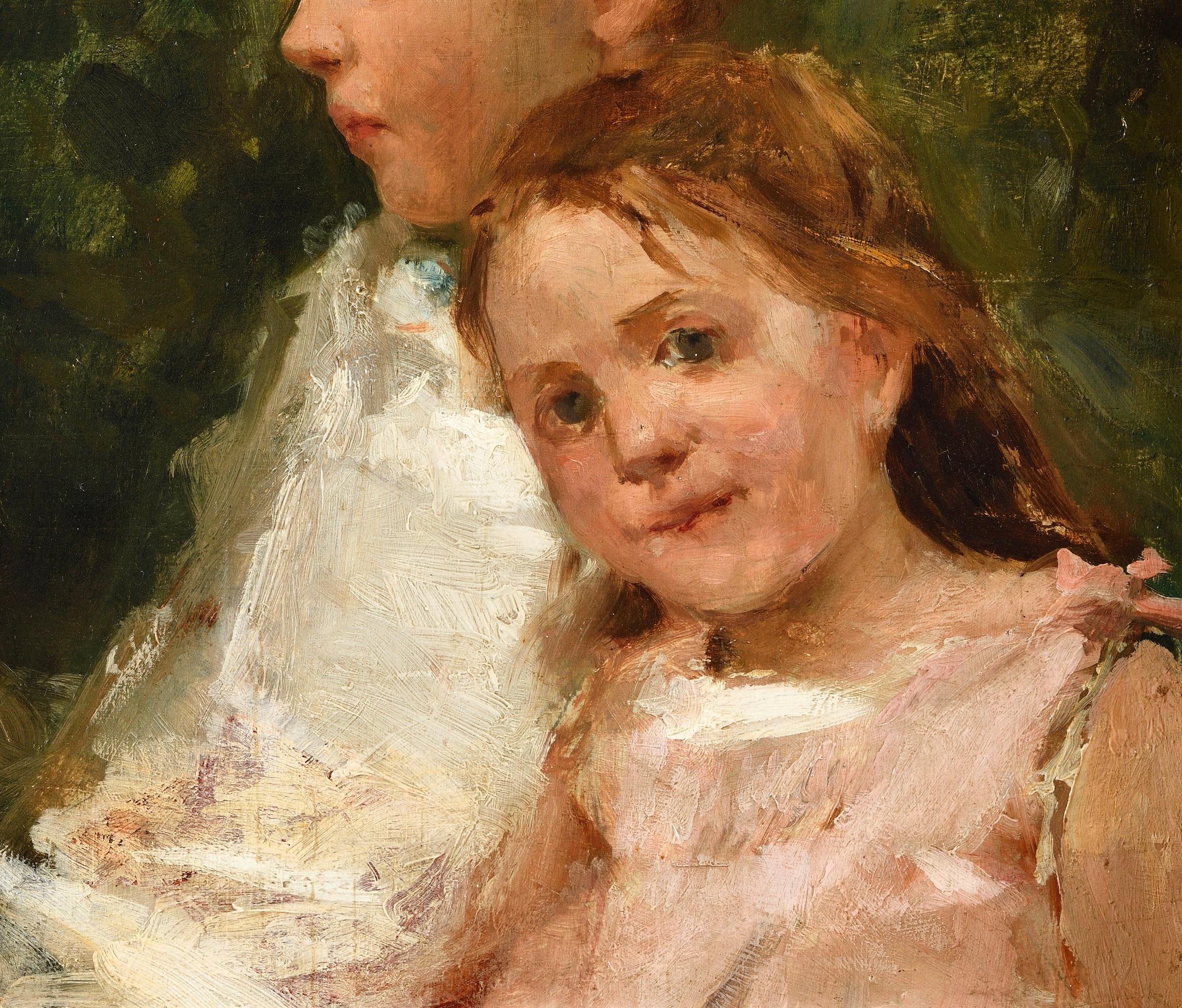 Impressionist School, second half of the 19th century
Portrait of Two Young Girls

Oil on panel, 
28 x 22 cm

Provenance:
Private collection, Paris

This delicate portrait, executed with the sensitivity characteristic of the Impressionist school,