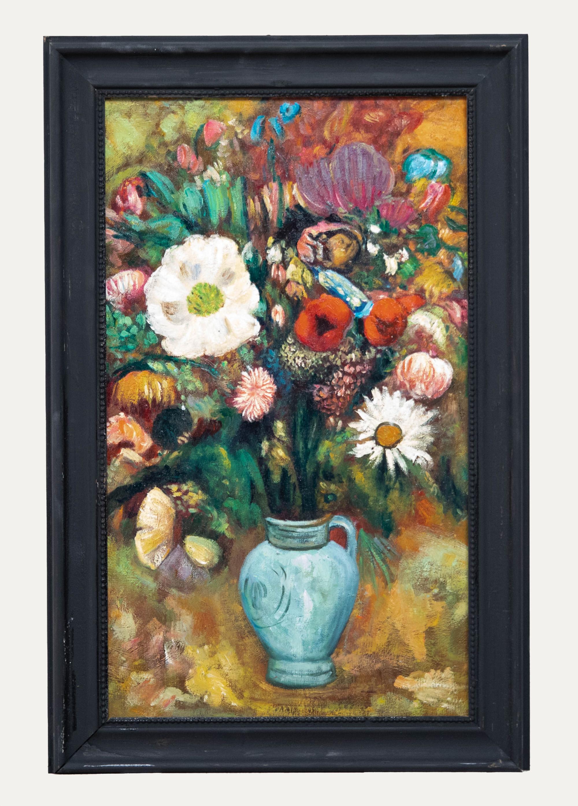 Still-Life Painting di Unknown - Stile impressionista  Olio del XX secolo - Fioritura