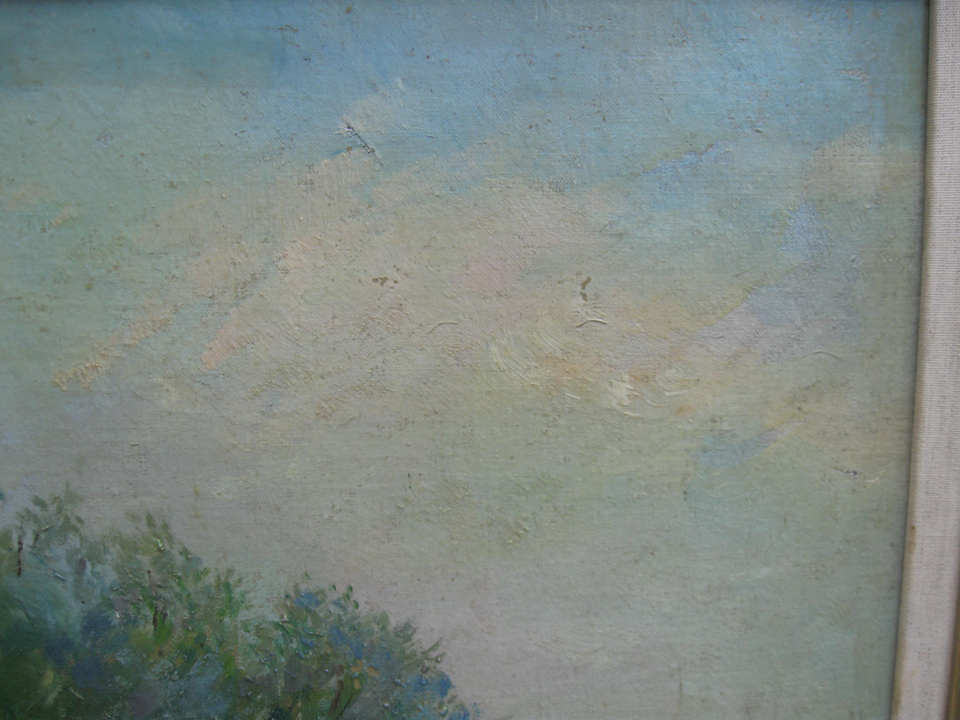Impressionist: Sunny Day by The Thames, Öl ca. 1930er Jahre im Angebot 2