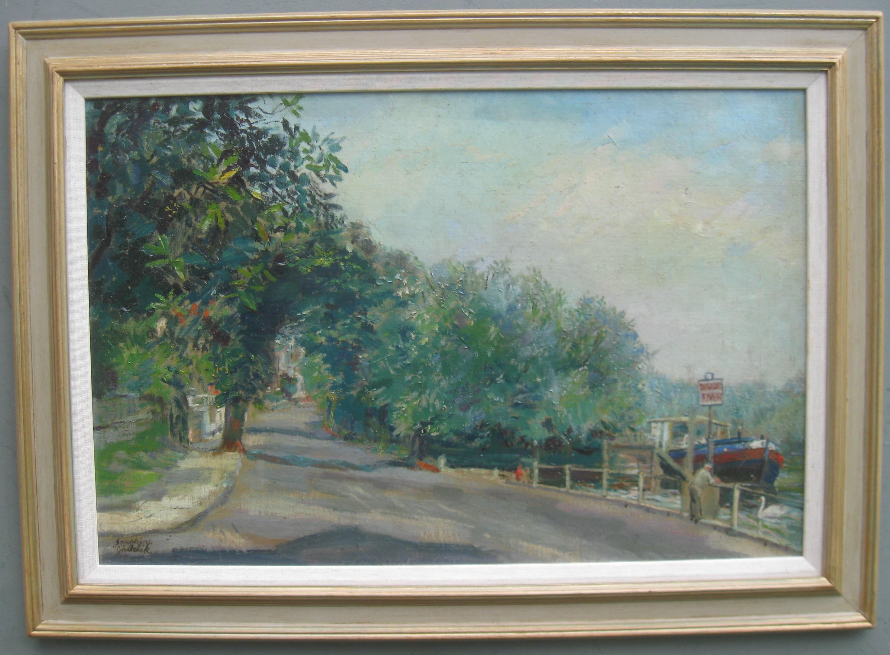 Impressionist: Sunny Day by The Thames, oil circa 1930's