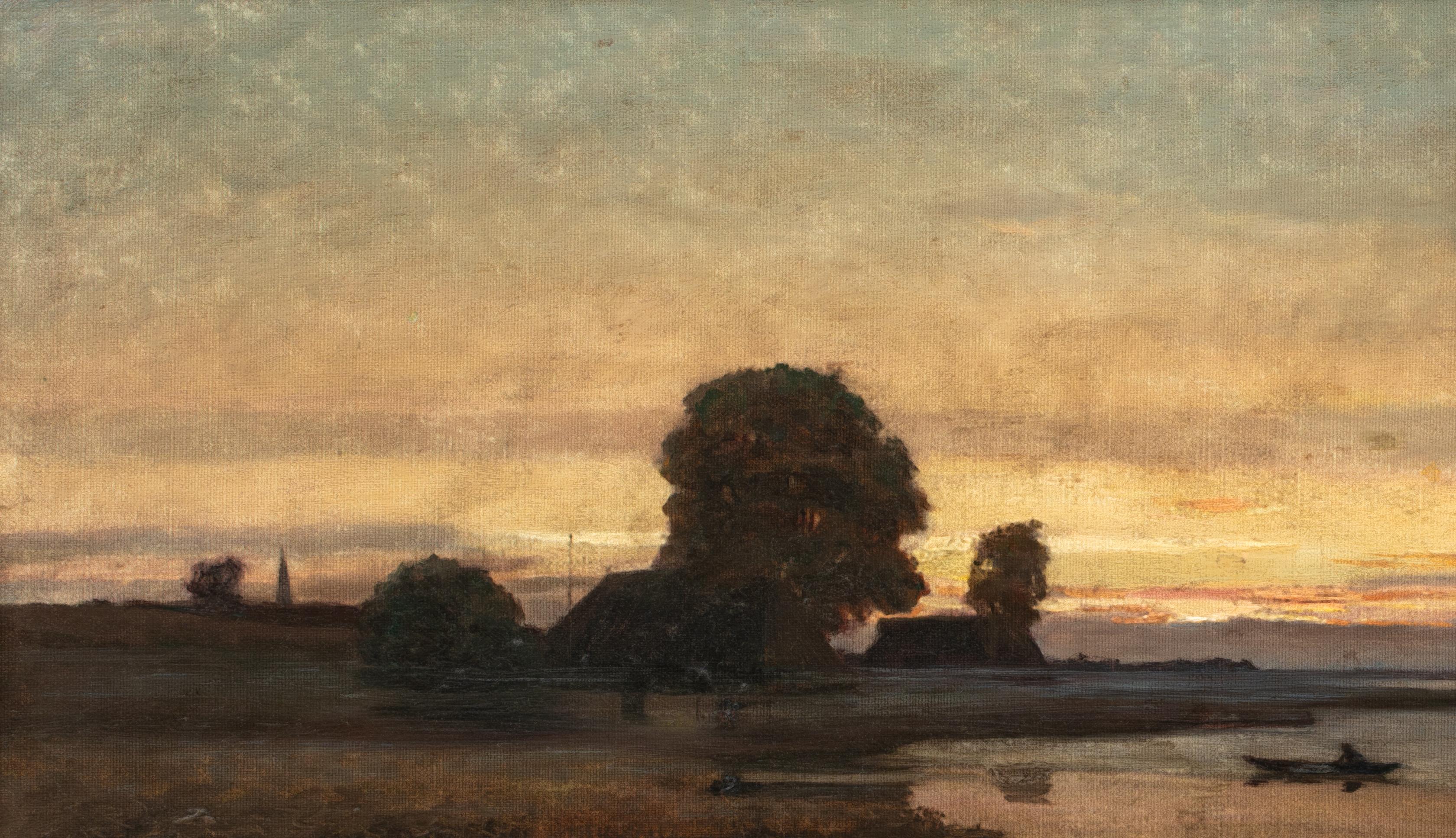 Paesaggio fluviale impressionista al tramonto, Berlino, XIX secolo  di Hans Licht 4