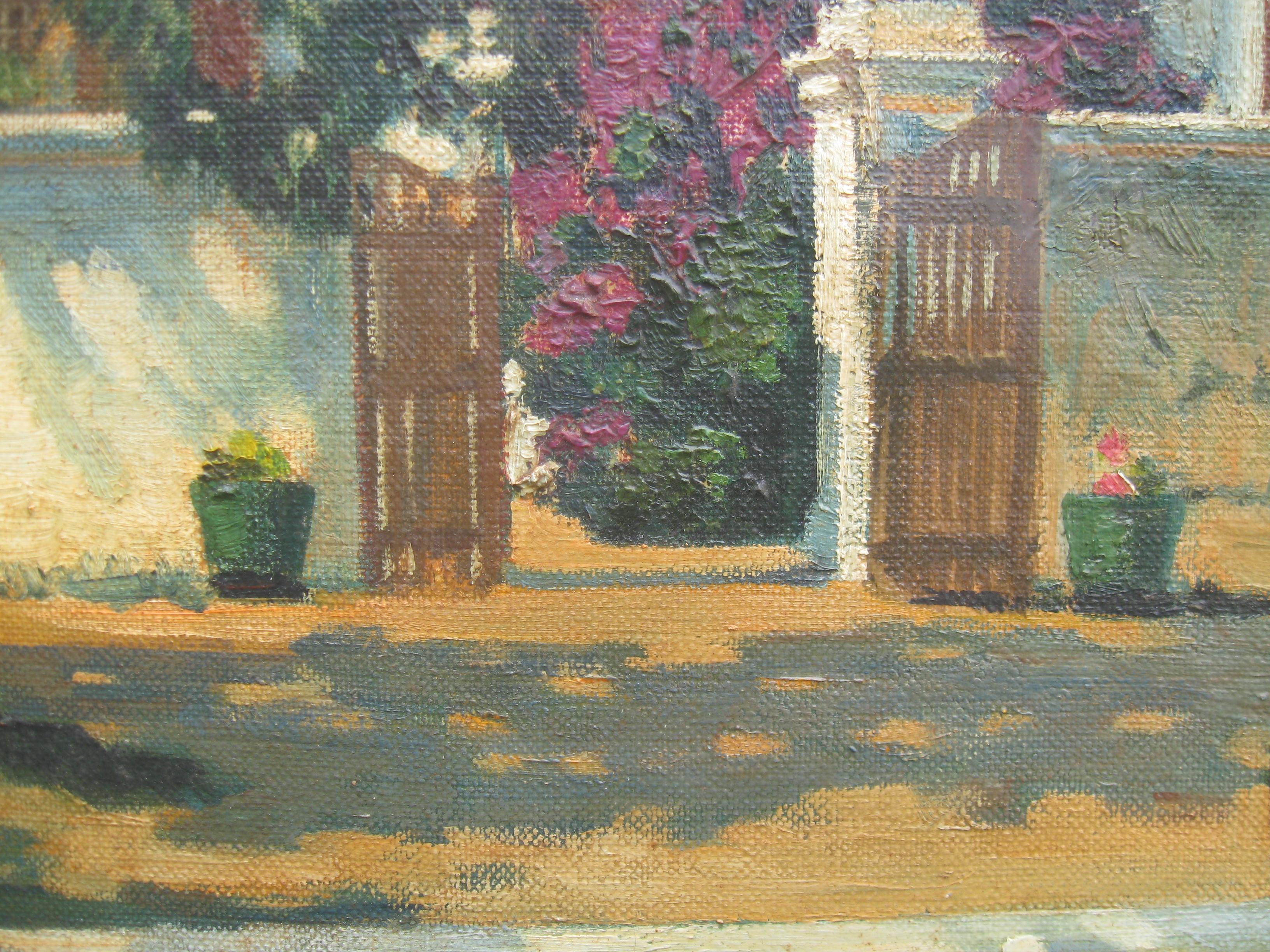 Impressionist View of a Vineyard and Fish Pond oil on canvas circa 1951 For Sale 1