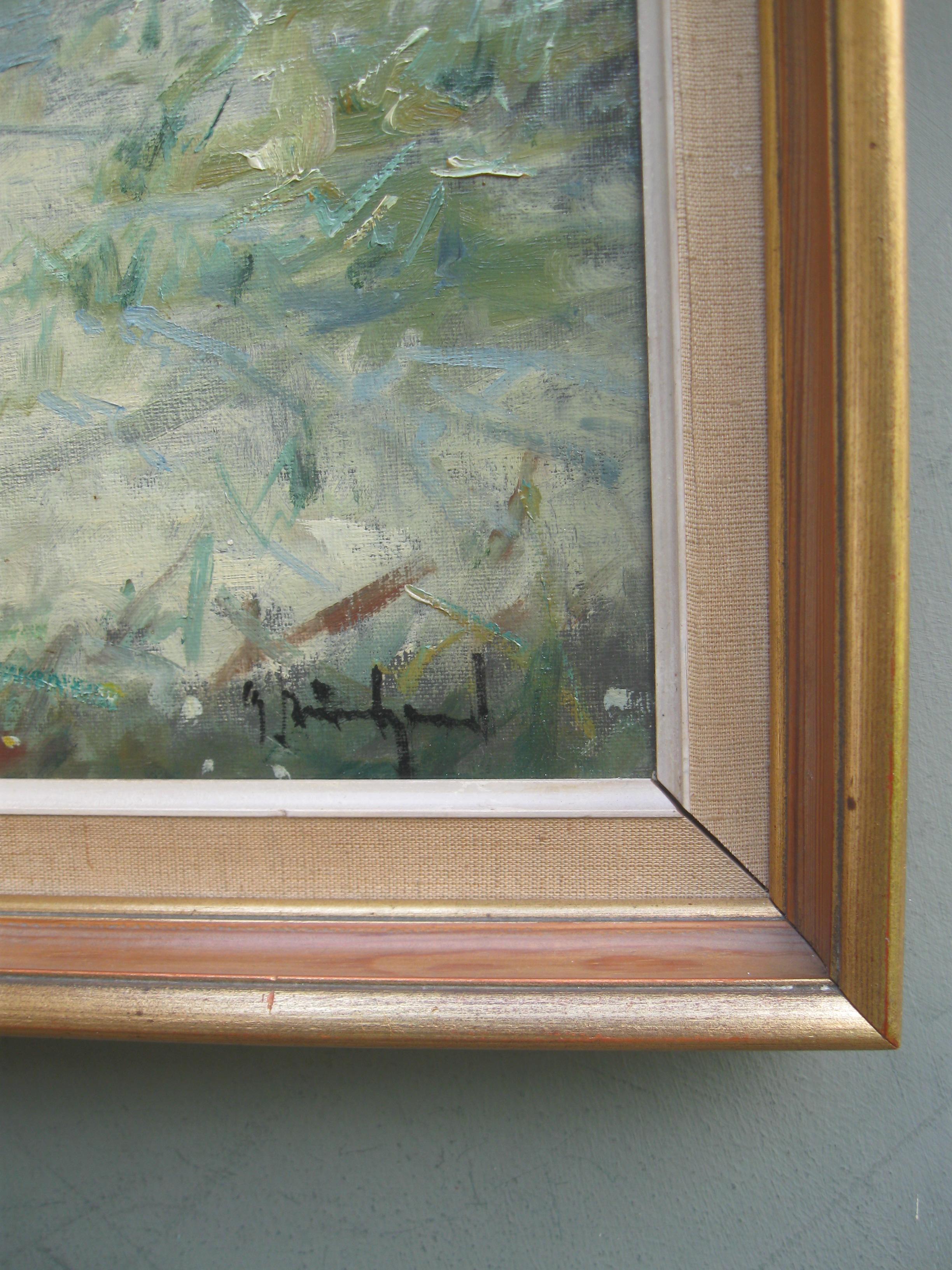 Impressionist: 'Young Friends by the Beach watching Fishermen' oil circa 1950's For Sale 3