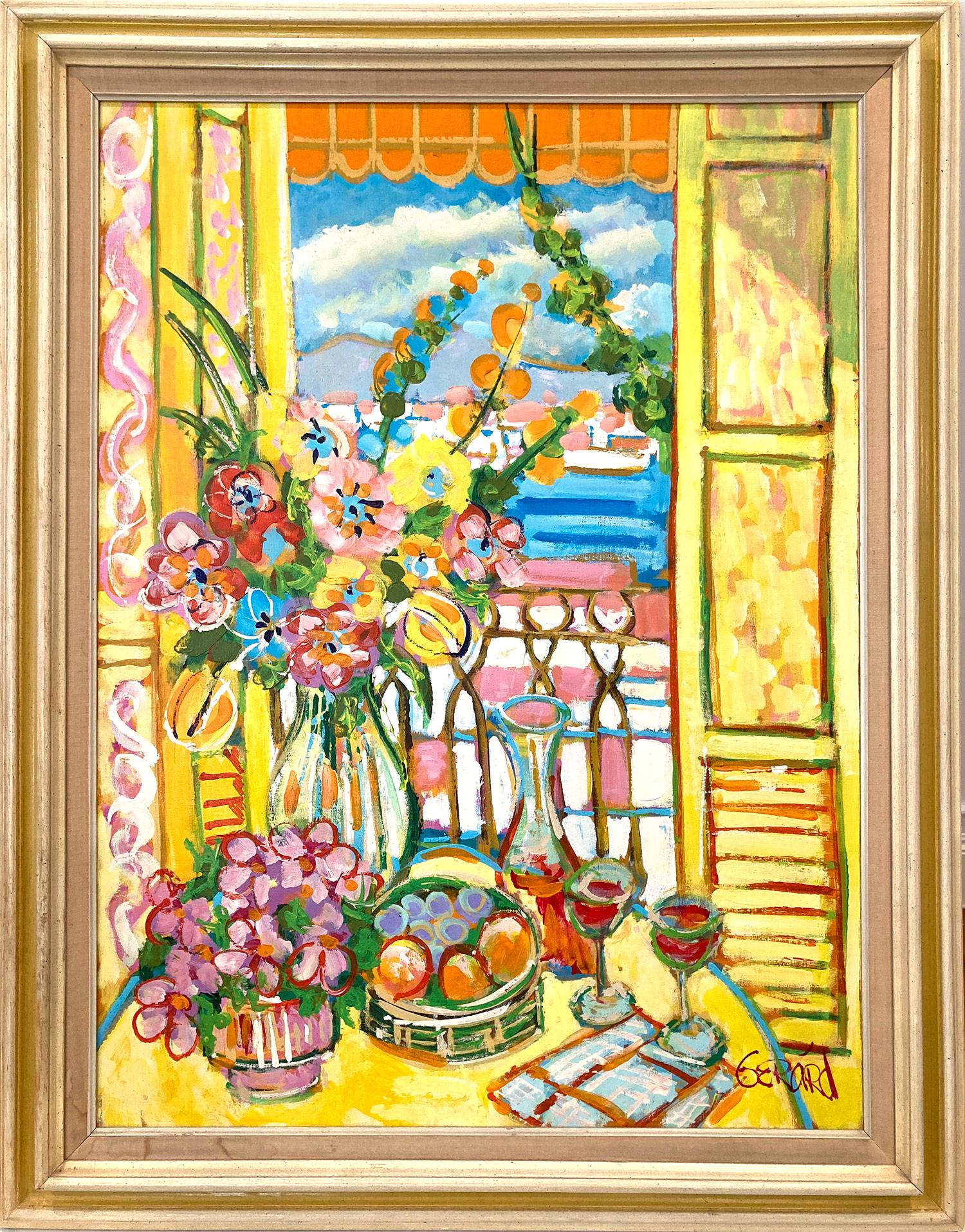 Unknown Landscape Painting - "Impressionistic Floral Still Life" Mid Century Oil Painting on Canvas Framed