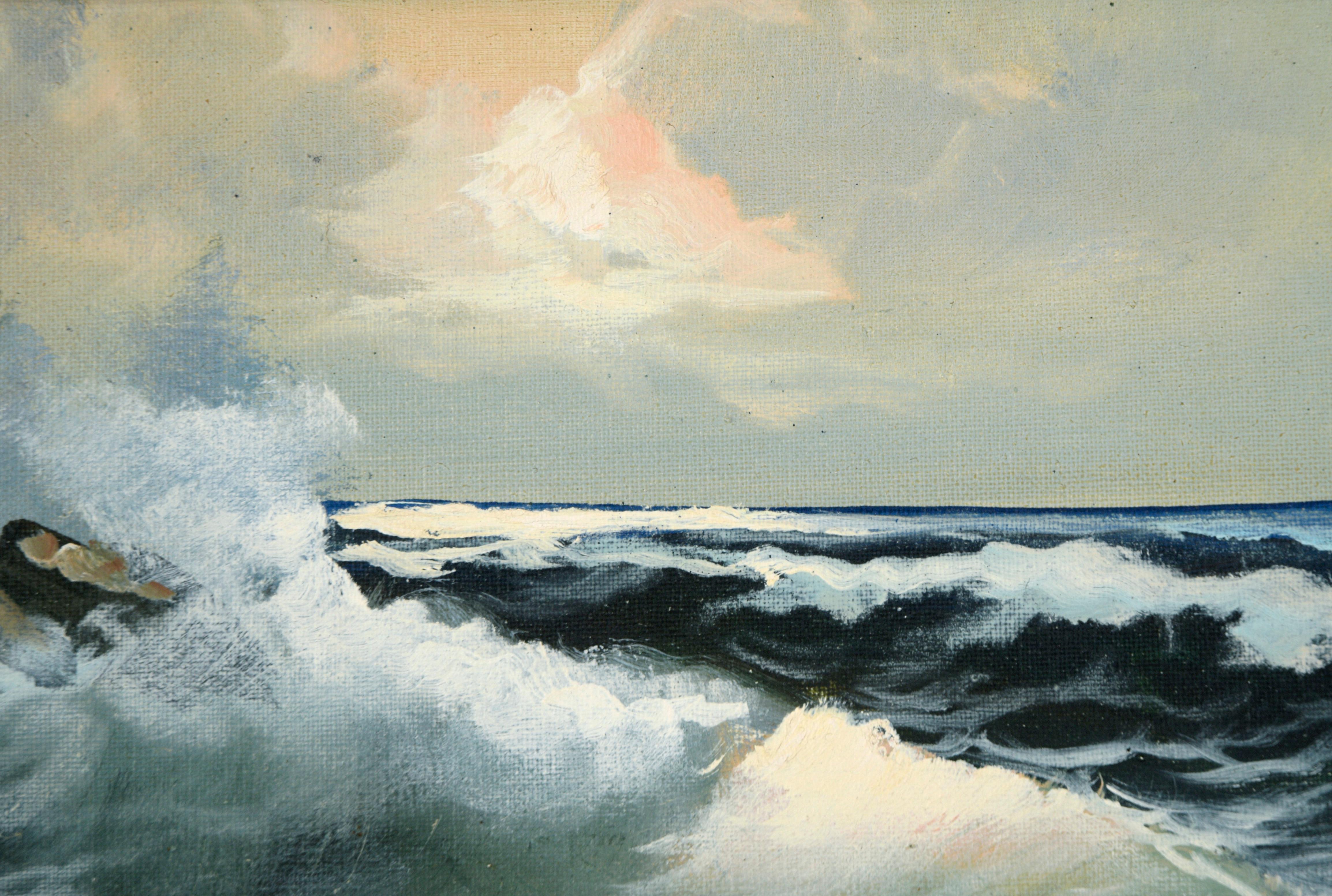 Paysage marin impressionniste avec des vagues sur des rochers

Ce charmant paysage marin présente des vagues s'écrasant sur des rochers saillants et produisant de vastes étendues d'embruns. Au premier plan, l'eau est éclairée et s'illumine d'un