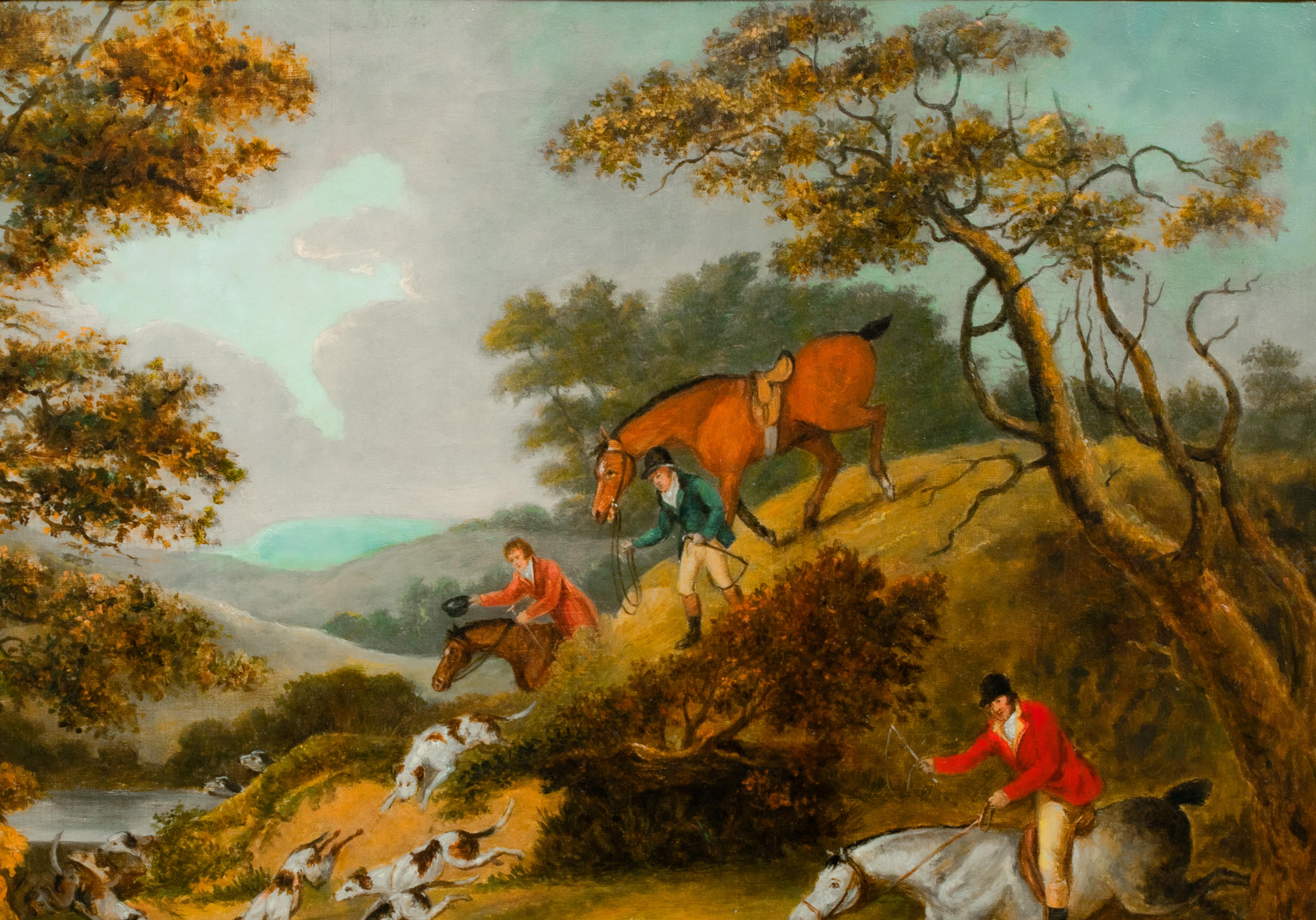In For The Kill, 18th/19th Century 

by Dean Westenholme (1757-1837) to $50,000

18th Century English Fox Hunting scene as the hounds go in for the kill, oil on panel, by Dean Westenholme. Excellent quality and condition presented in a good gilt