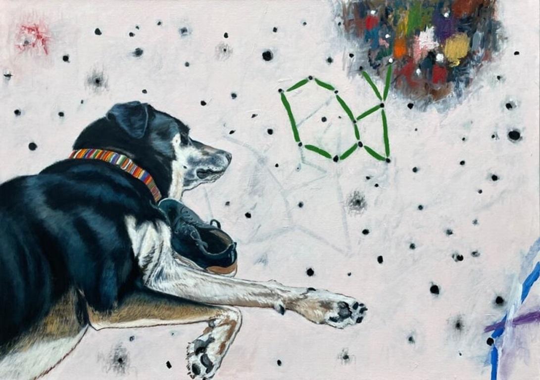 Animal Painting Unknown - In Green Shift, peinture à l'huile sur toile de Ken Craft, 2023