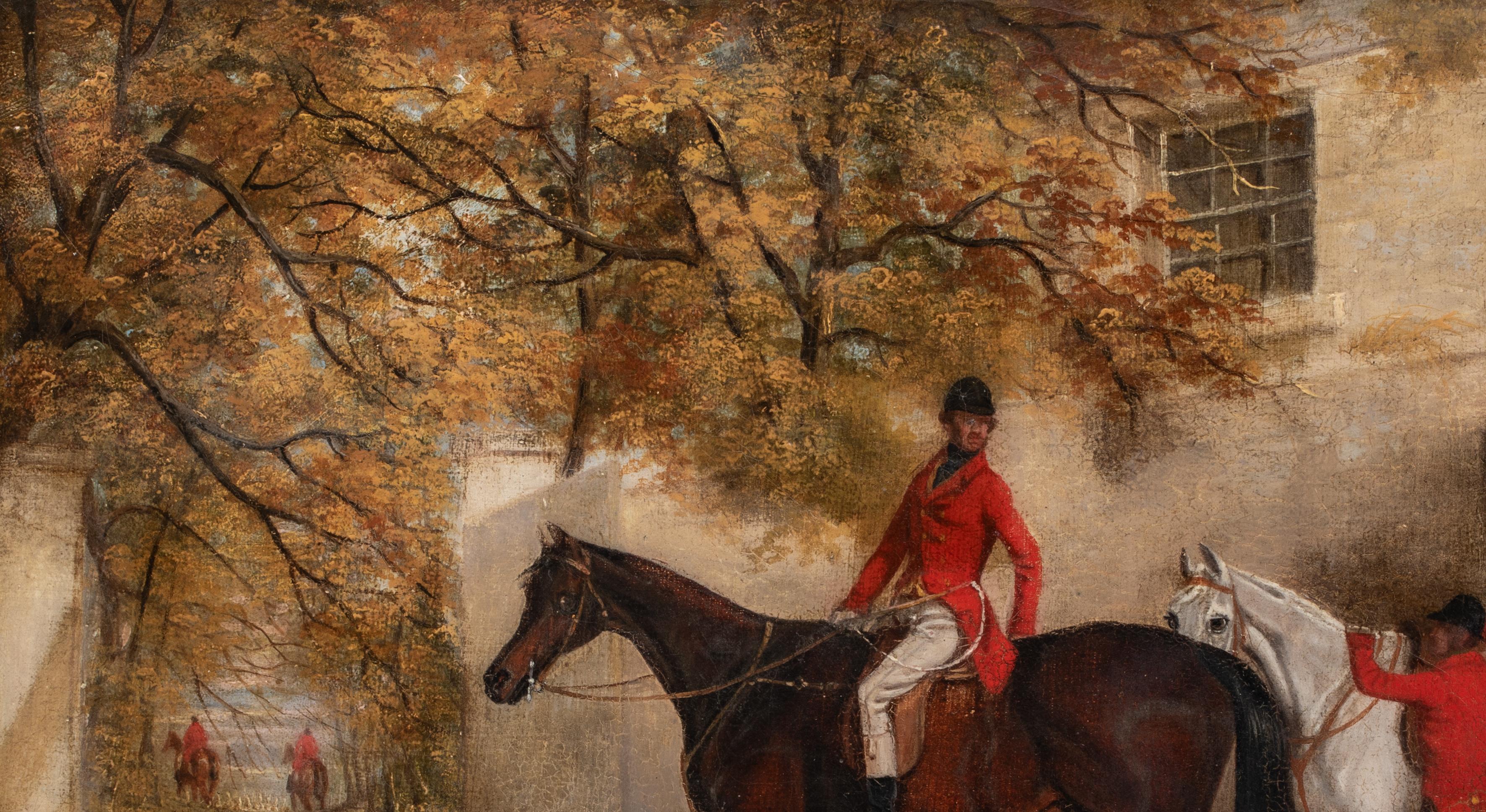 In Hunting Condition, dated 1848

by James Russell RYOTT (1810-1860) similar to $15,000 on of a pair

19th century English Fox Hunting Party scene, oil on canvas by James Russell Ryott. Excellent quality and condition example of the famous sporting