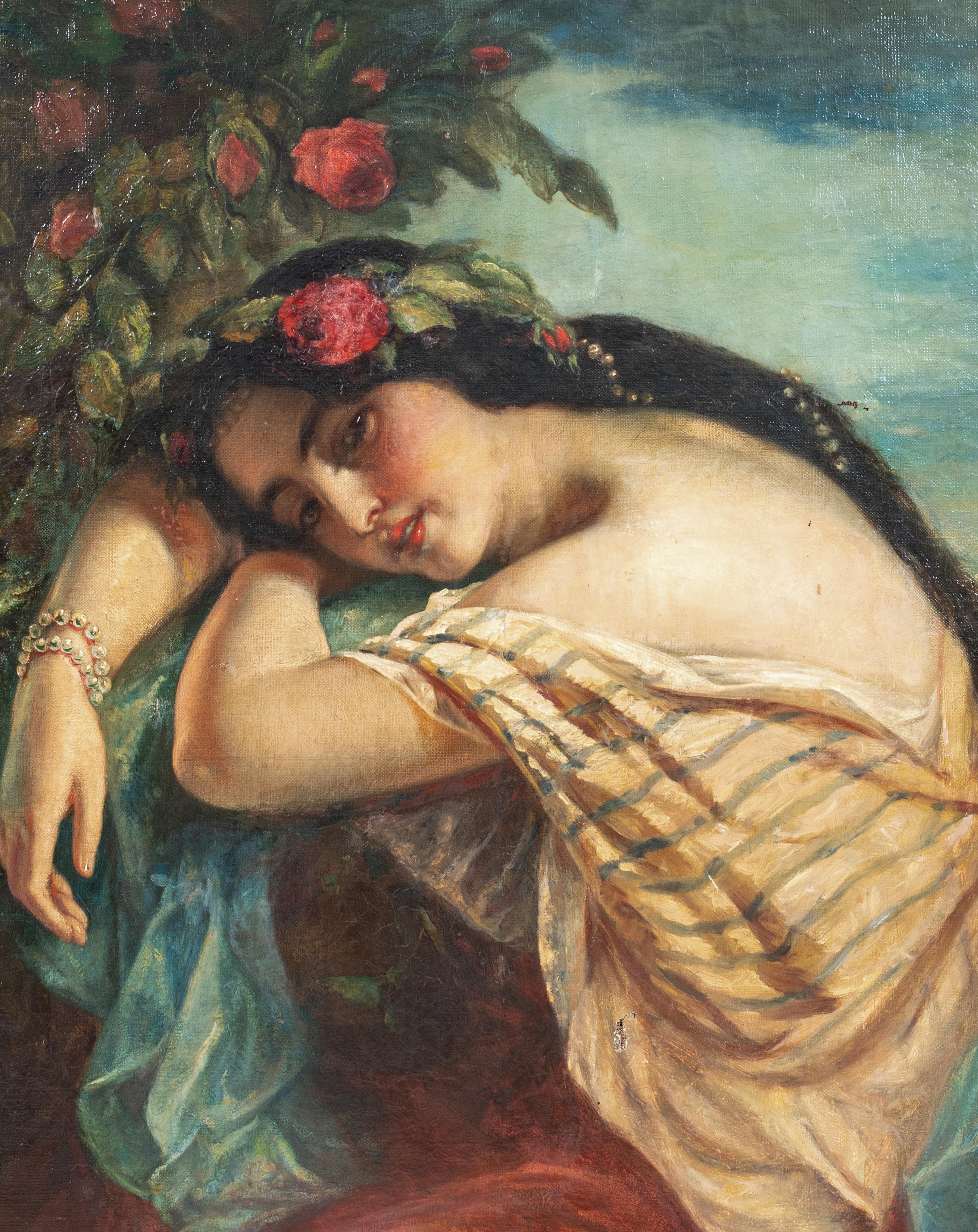 In Reflection, 19th Century   English Romantic School  Pre-Raphaelite For Sale 4