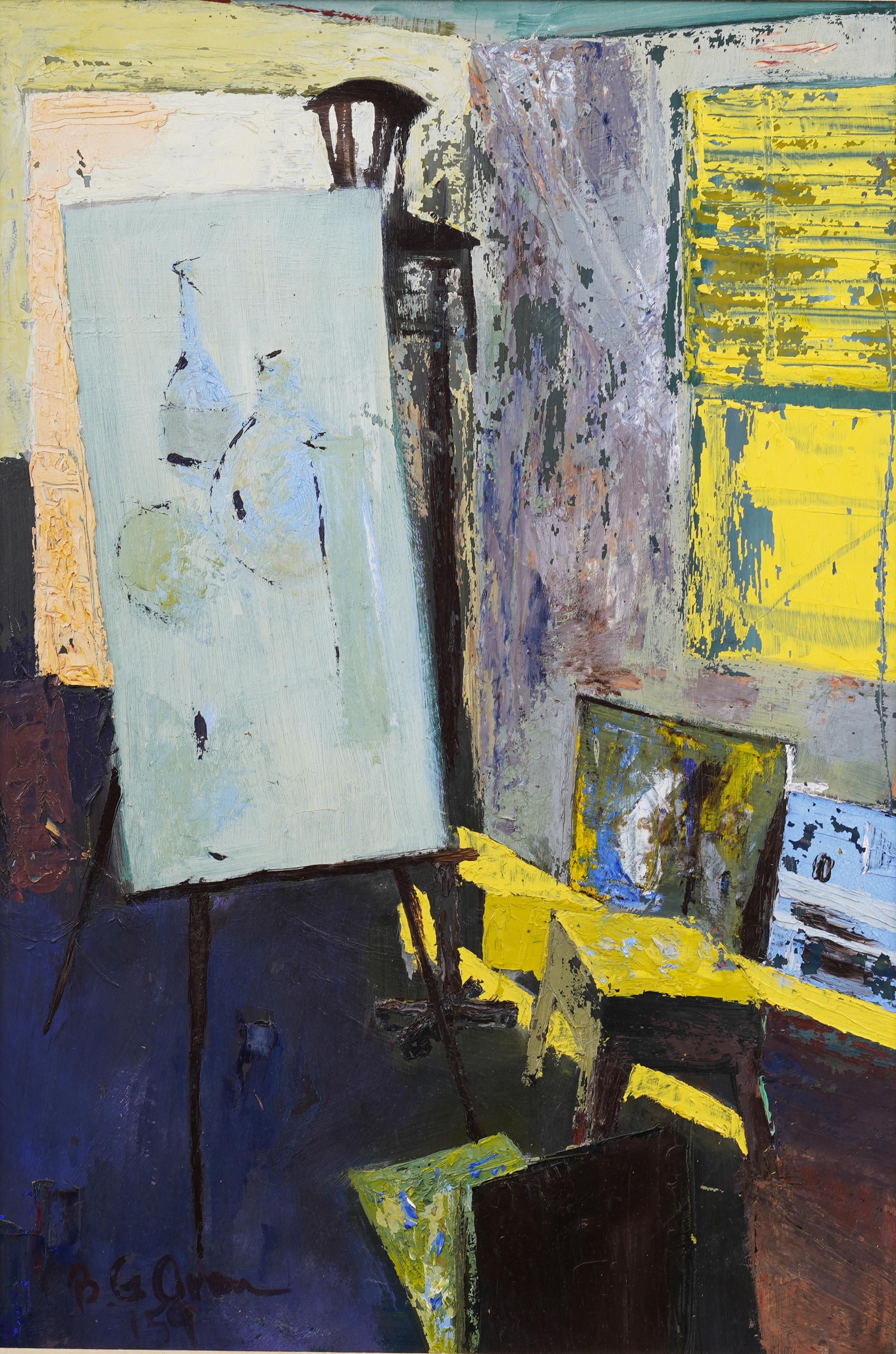 Incredibile pittura ad olio firmata da un artista astratto della metà del secolo scorso, vista sullo studio A - Painting Astratto di Unknown