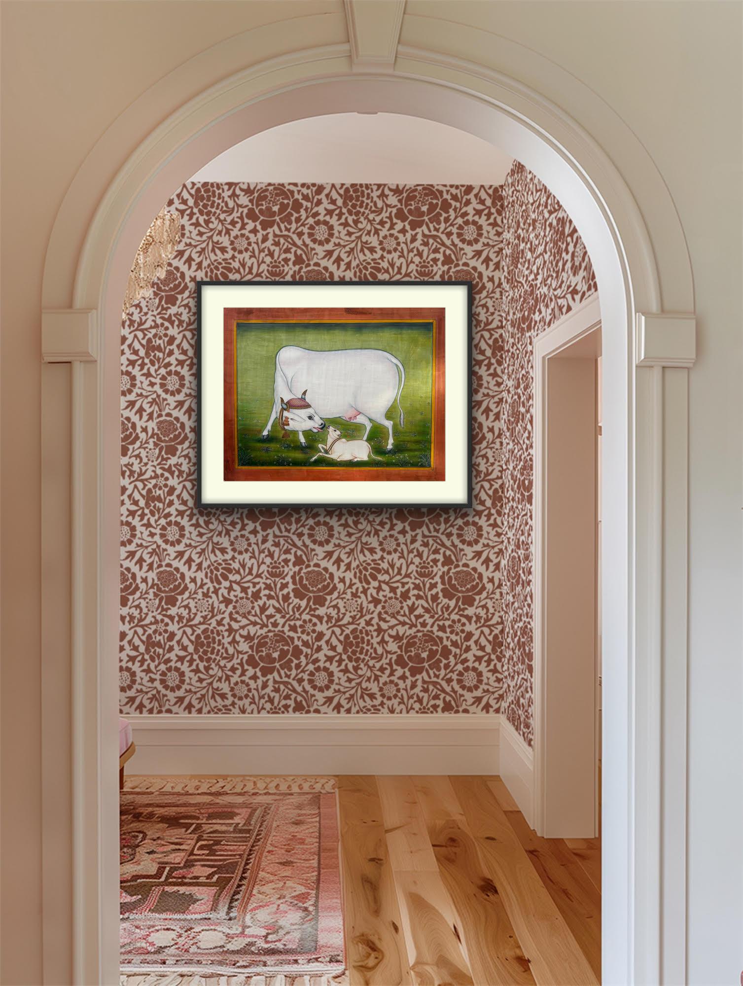 India Pintura Miniatura Vaca Becerro Pigmentos Naturales Jaipur Escuela Artista Listado en venta 3