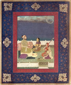 Indian Miniature - Mogol Emperor - Original Tempera on Paper 19th Century