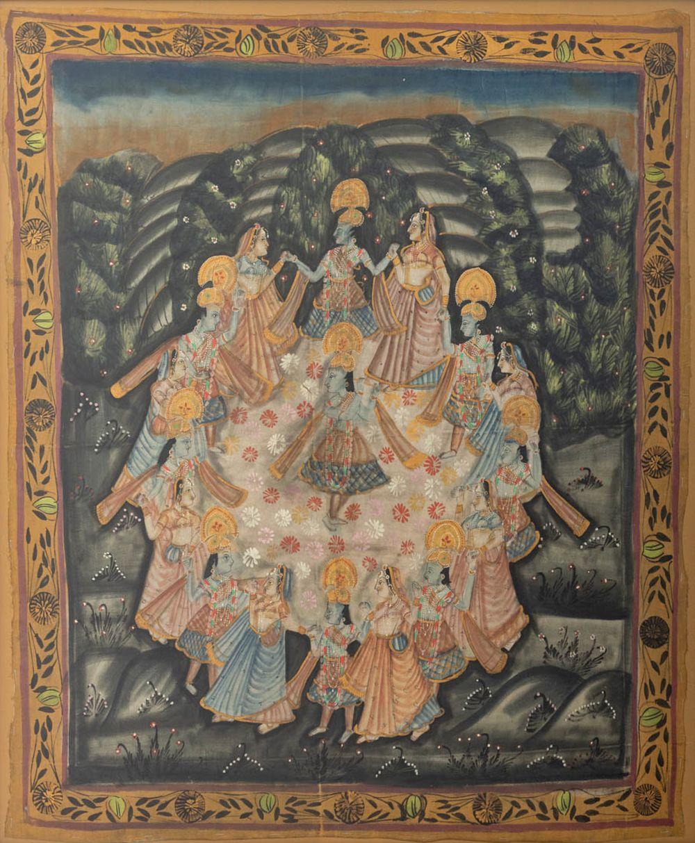 Indian Pichwai Painting, 19th C. - Brown Figurative Painting by Unknown