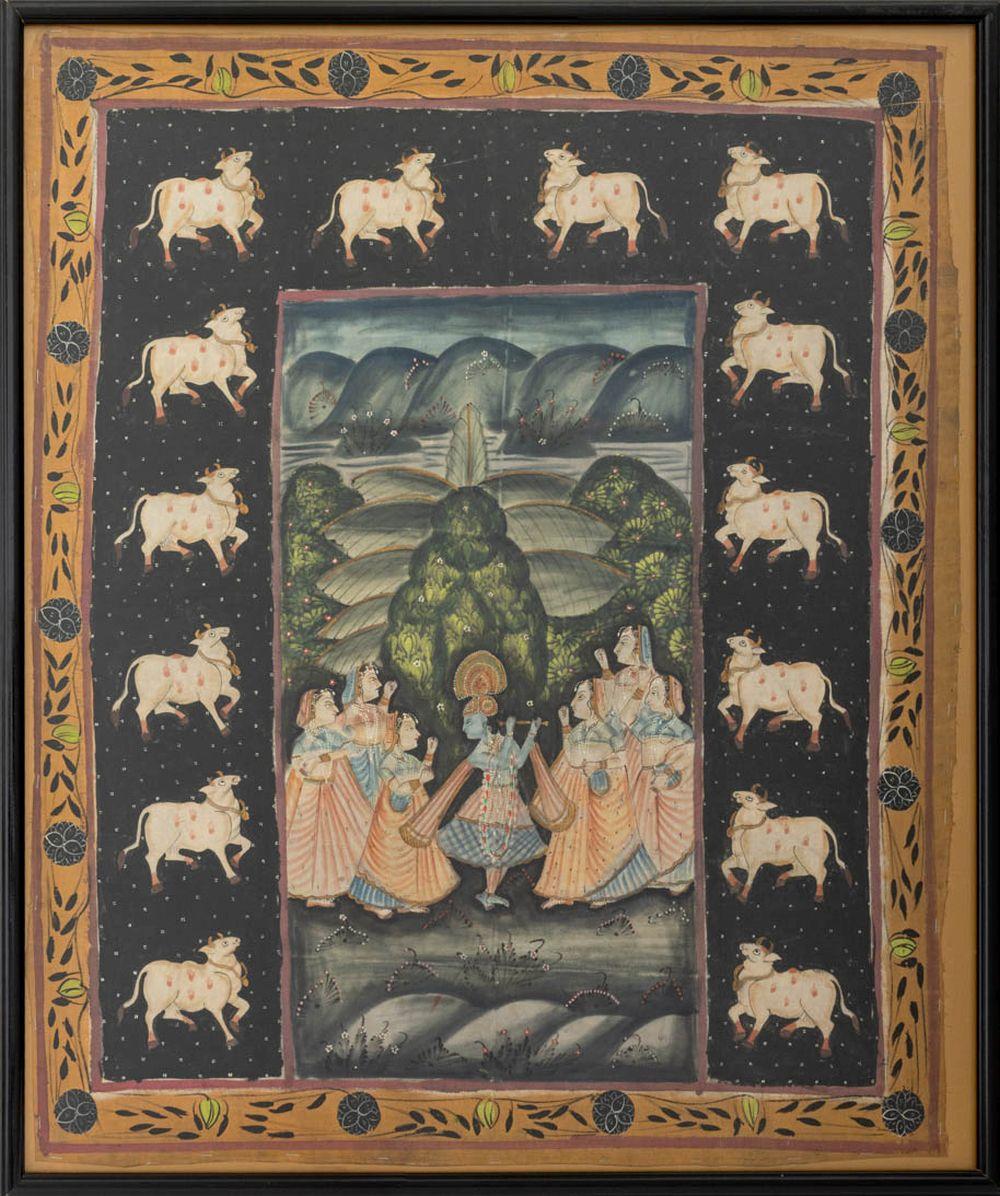 Unknown Figurative Painting - Indian Pichwai Painting, 19th C.