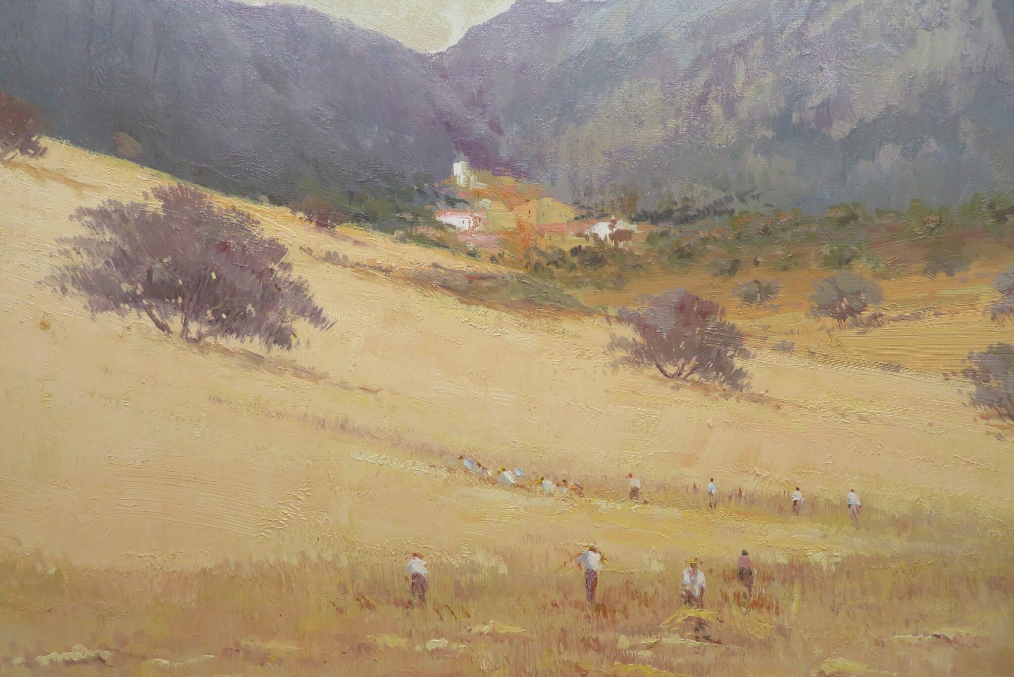 Undeutlich signiert 20. Jahrhundert SPANIEN Impressionist Ölgemälde WHEAT FIELDS (Post-Impressionismus), Painting, von Unknown